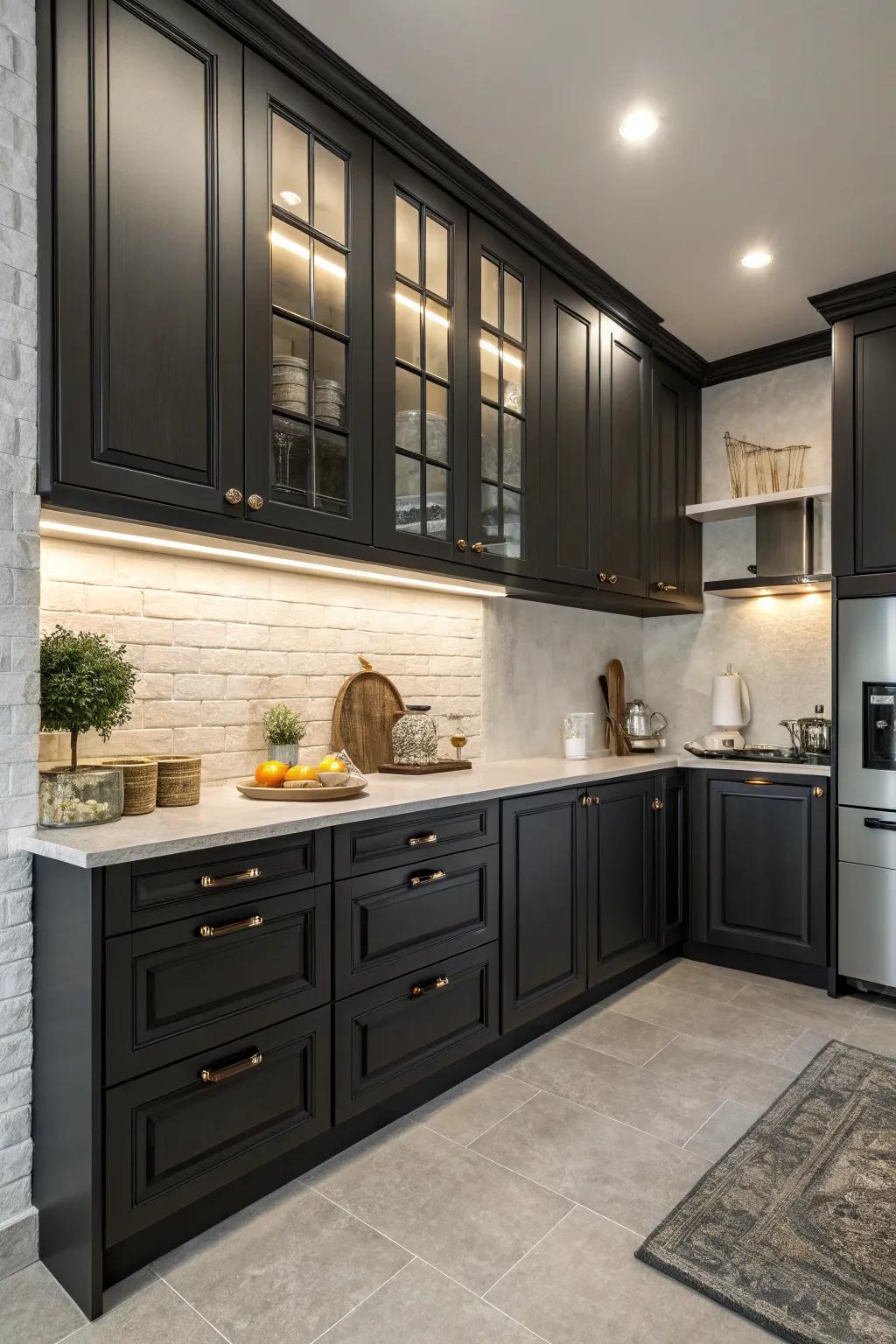 Kitchen with contrasting cabinets for a bold look.