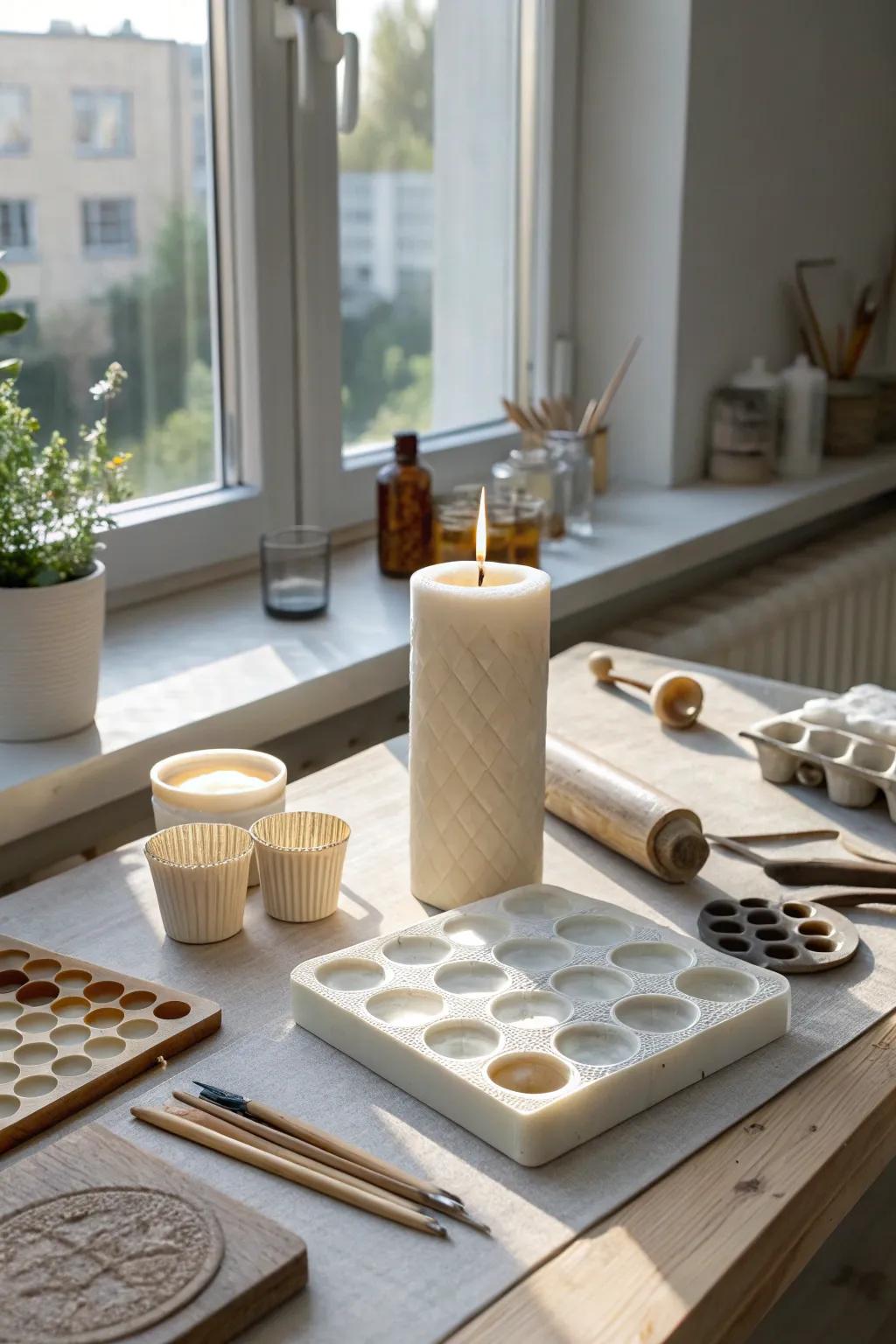 Create your candle masterpieces in a serene, sunlit studio.