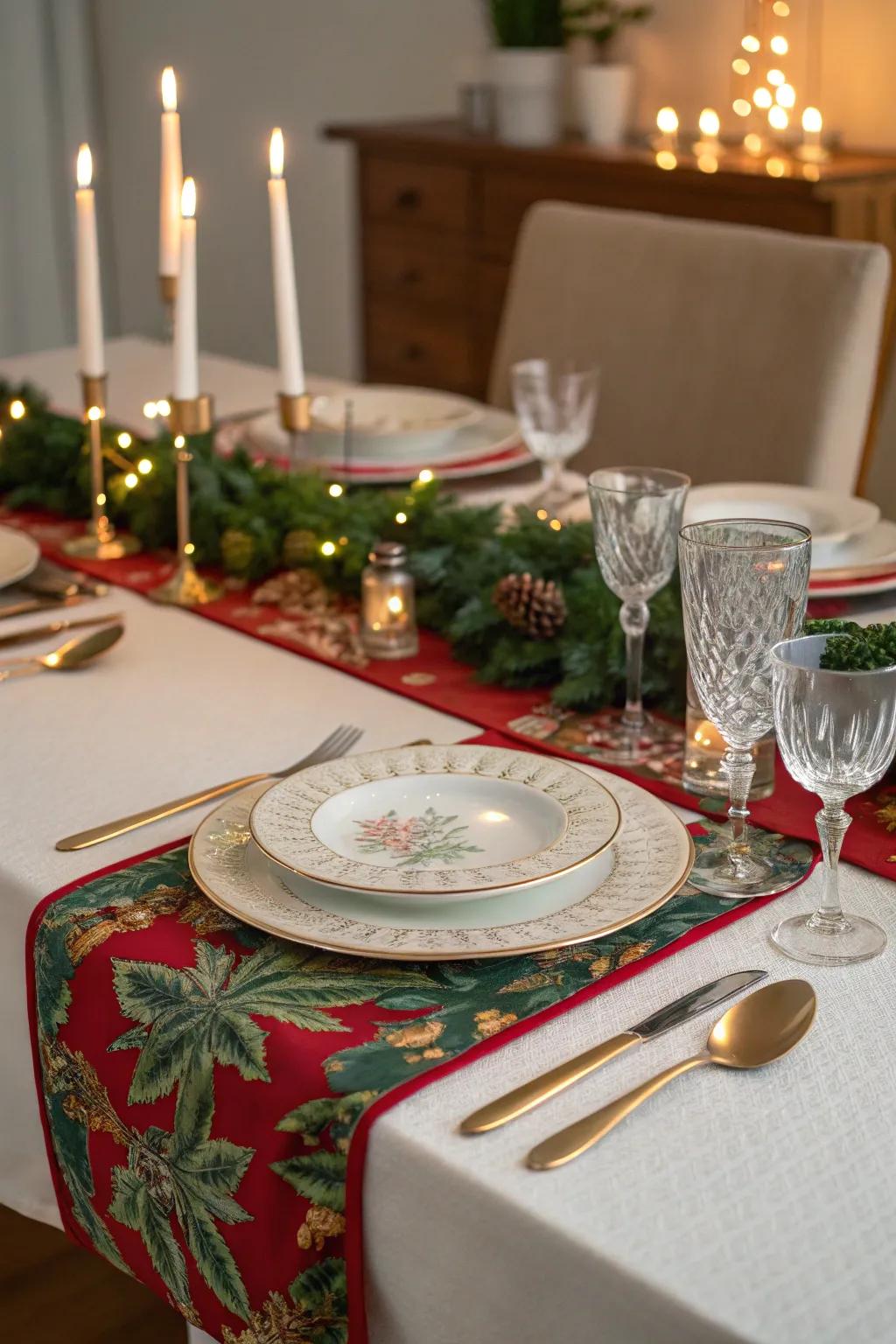 Holiday table runners bring festive flair to dining decor.