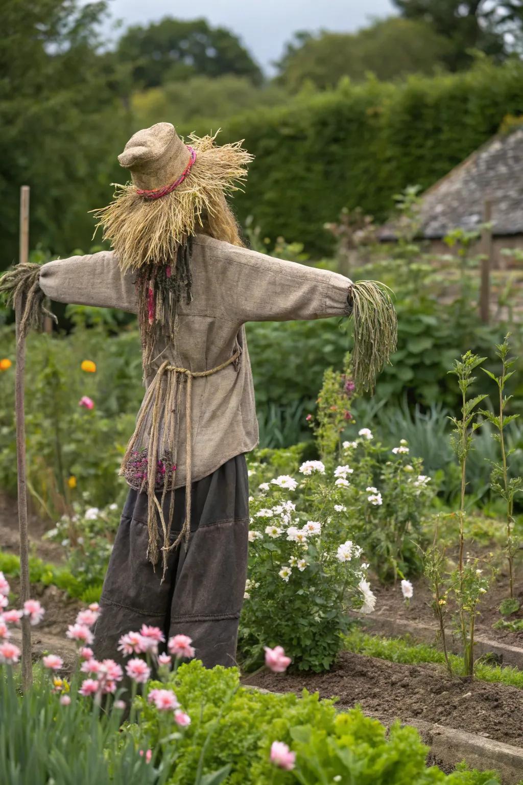 Embrace tradition with a classic burlap sack scarecrow head.