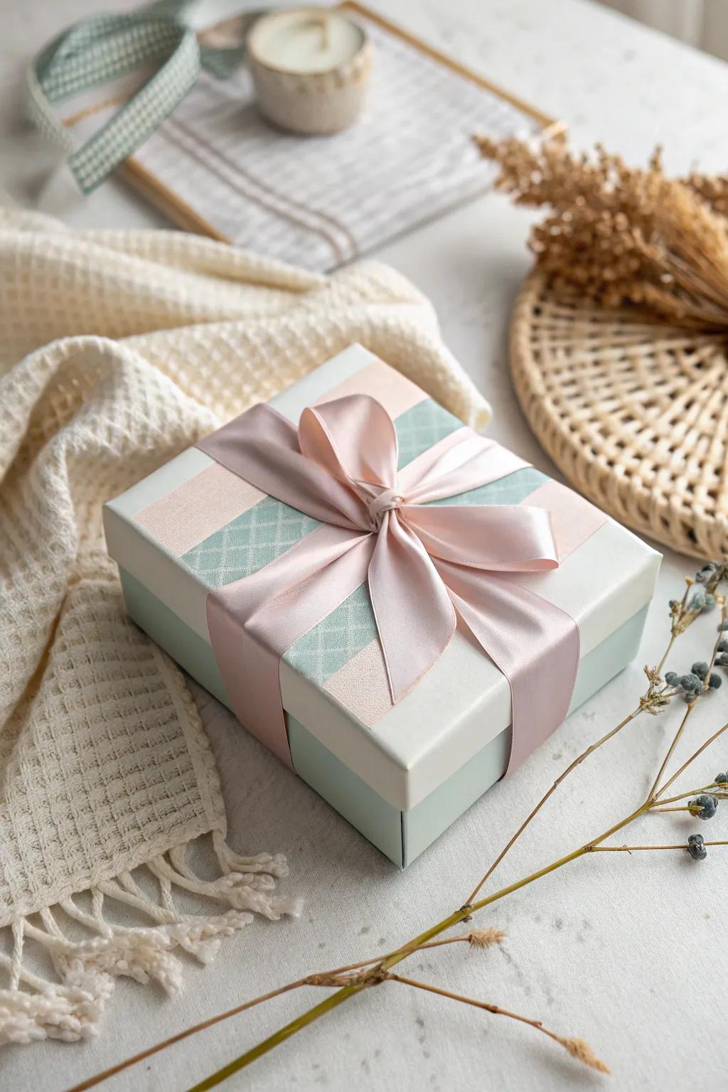 Embrace the art of gifting with a serene pastel palette, where simplicity meets elegance.