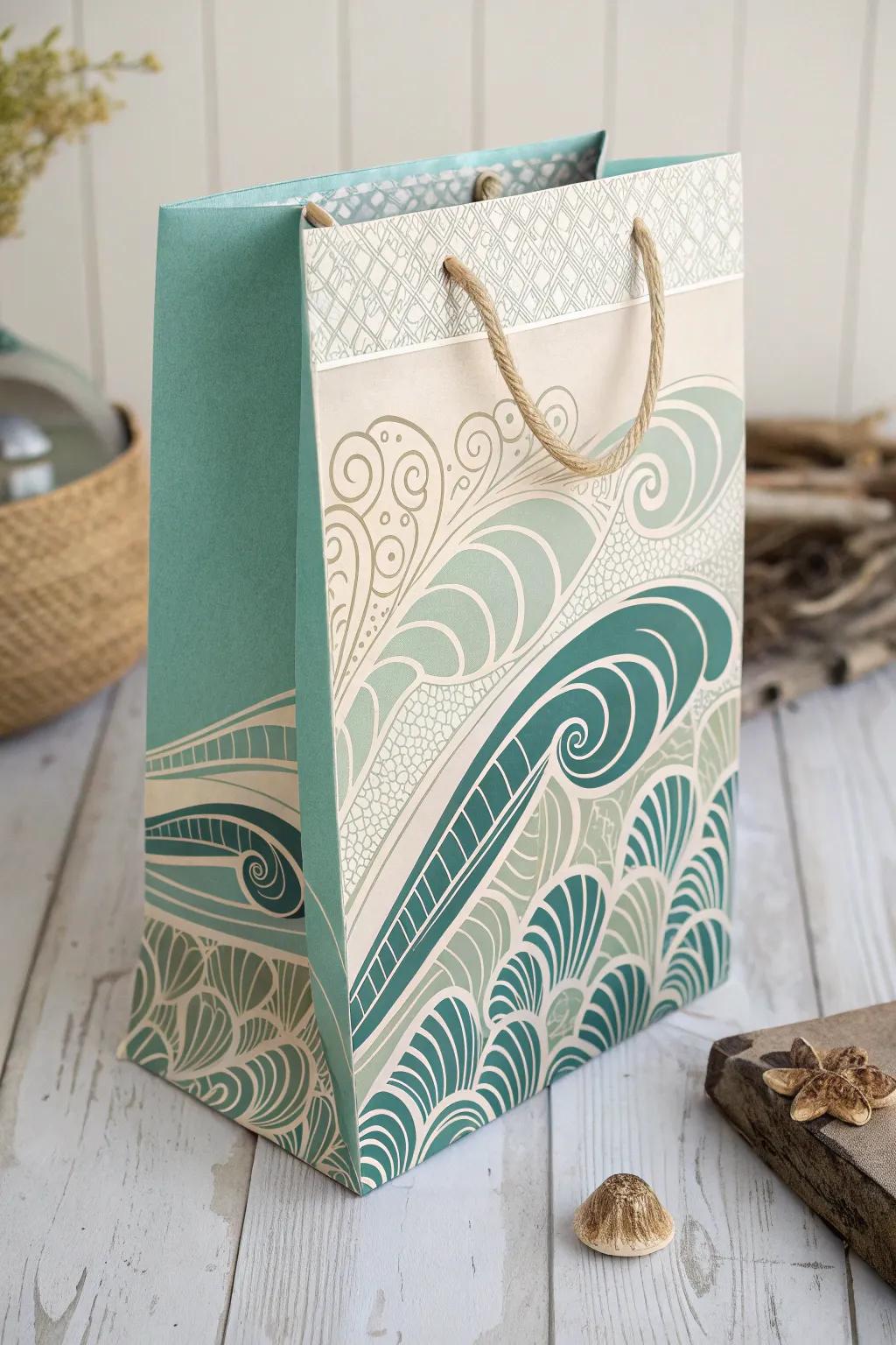 Dive into simplicity with wave-patterned elegance, perfect for your ocean-inspired gifts.