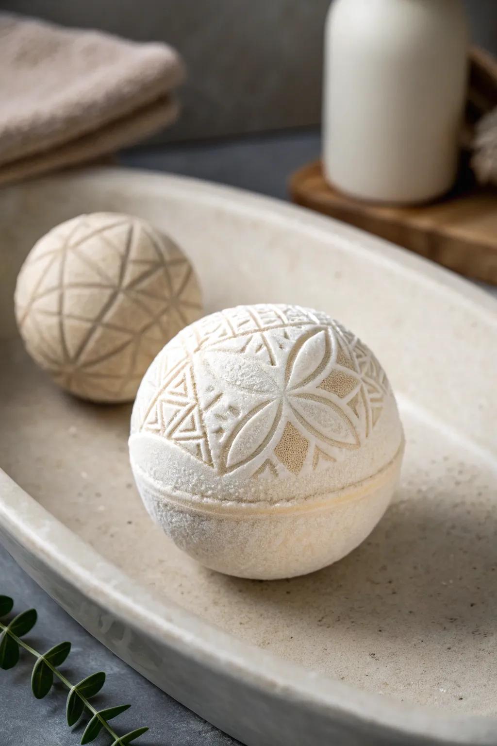 Elevate your bath time with artful elegance â discover the beauty of ornament-like bath bombs.