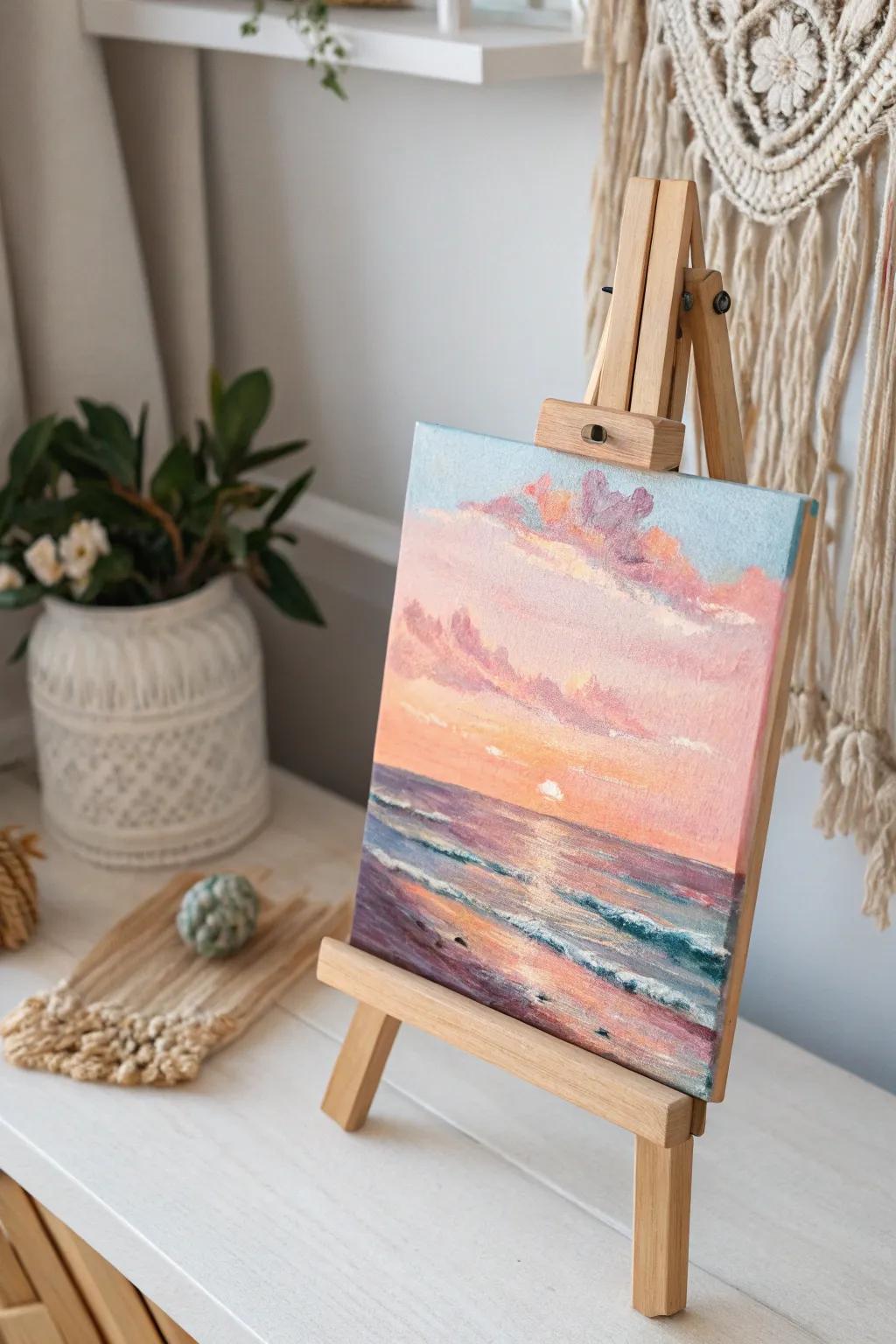 Capture the serene beauty of sunrise with the artistry of a palette knife. #MinimalistArt #BohoElegance