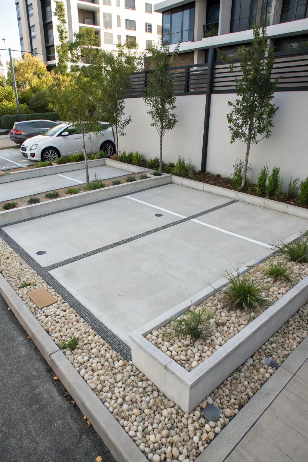 Efficient elegance: Transform small spaces with minimalist parking pad designs.