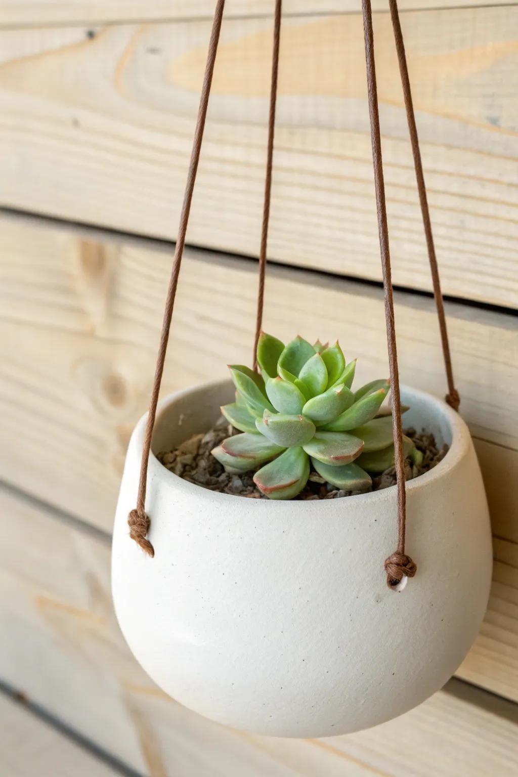 Elevate your space with the elegance of miniature hanging planters.