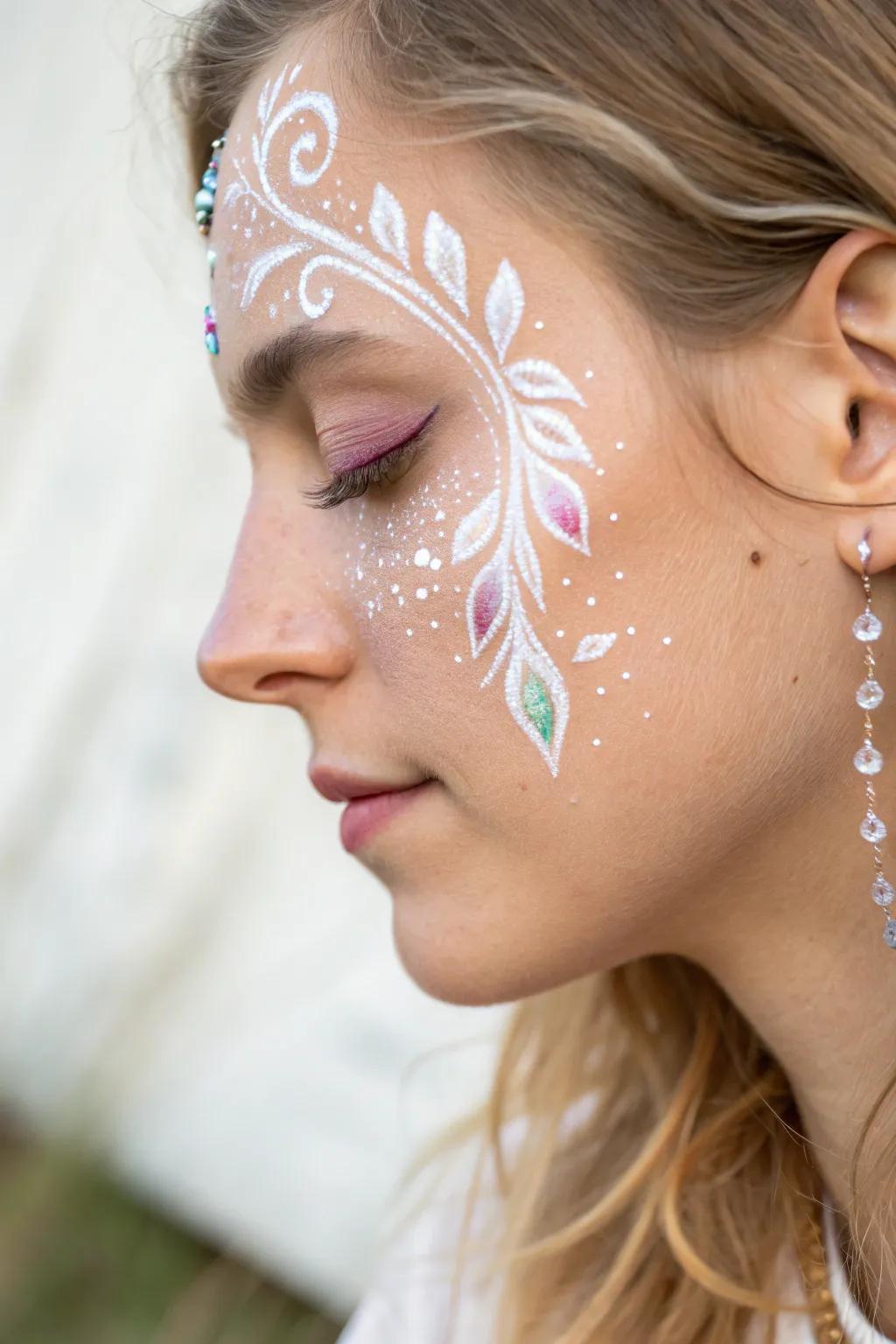 Embrace the magic with minimalist fairy face paint, where simplicity meets sparkle.