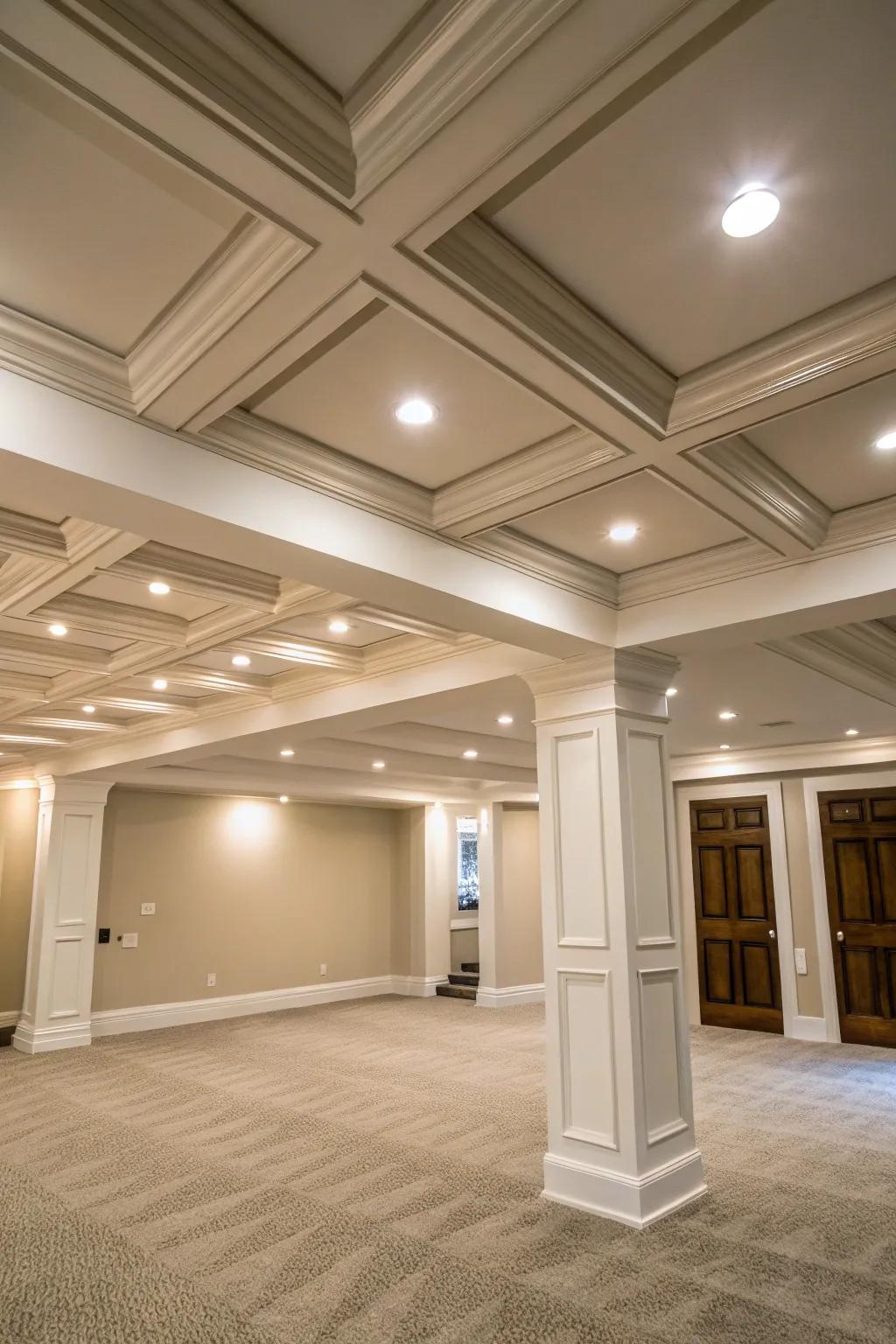 Support beams become design features with coffered ceilings.