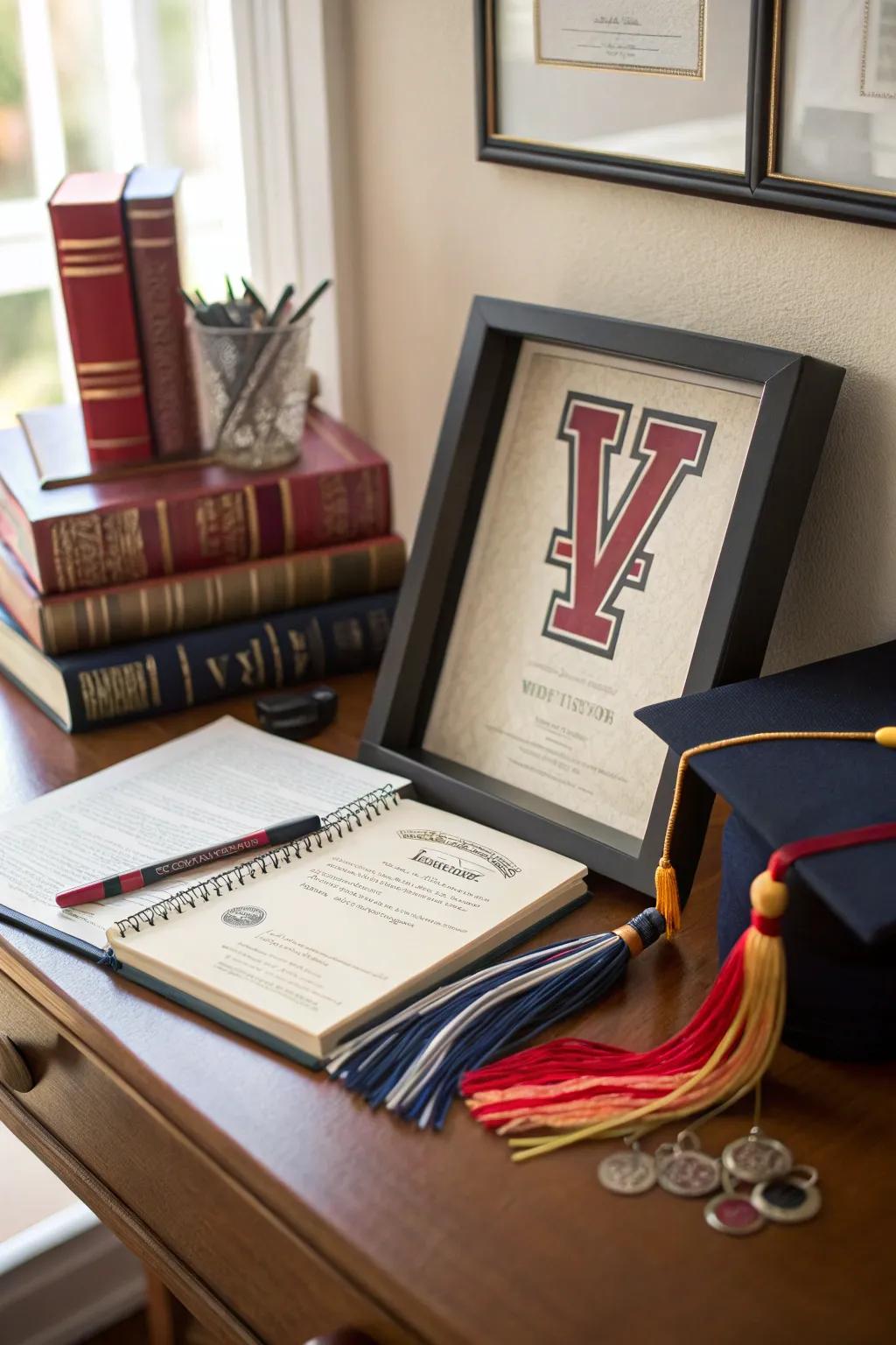 Balancing sports and academics in one display.