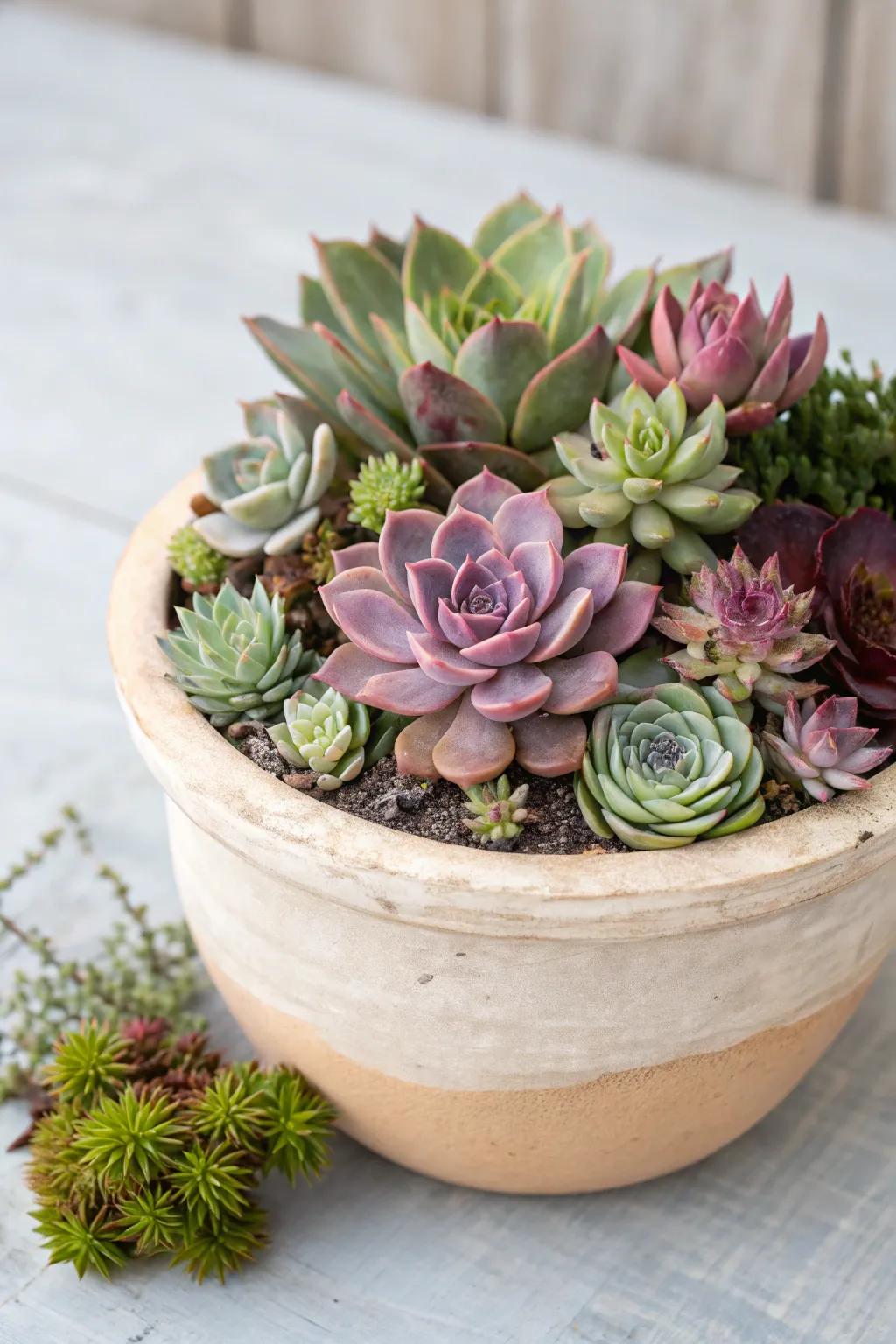 Transform your garden with the subtle elegance of succulents in a handcrafted clay potâwhere simplicity meets style.