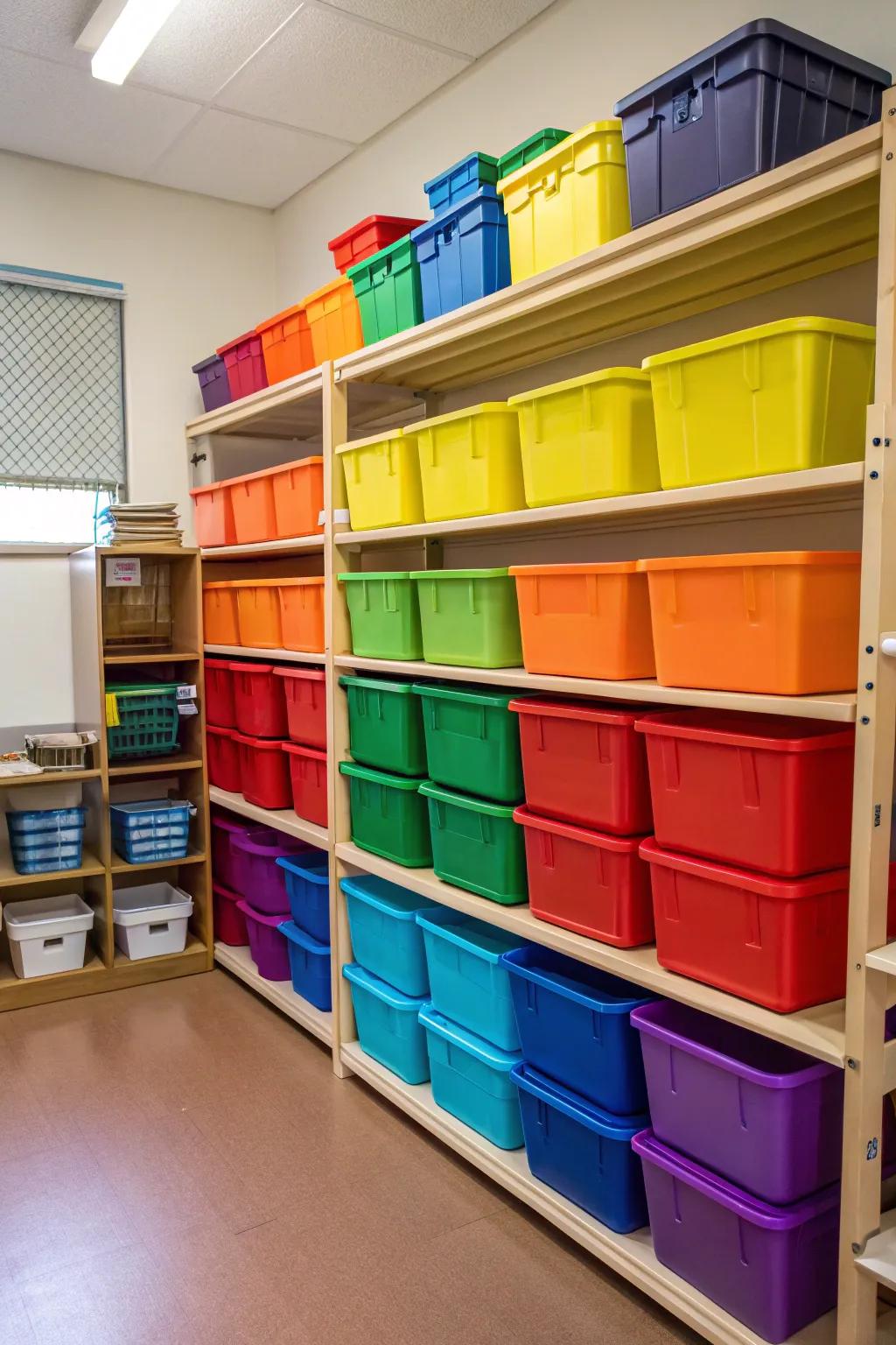 Rainbow storage solutions combine color and function.