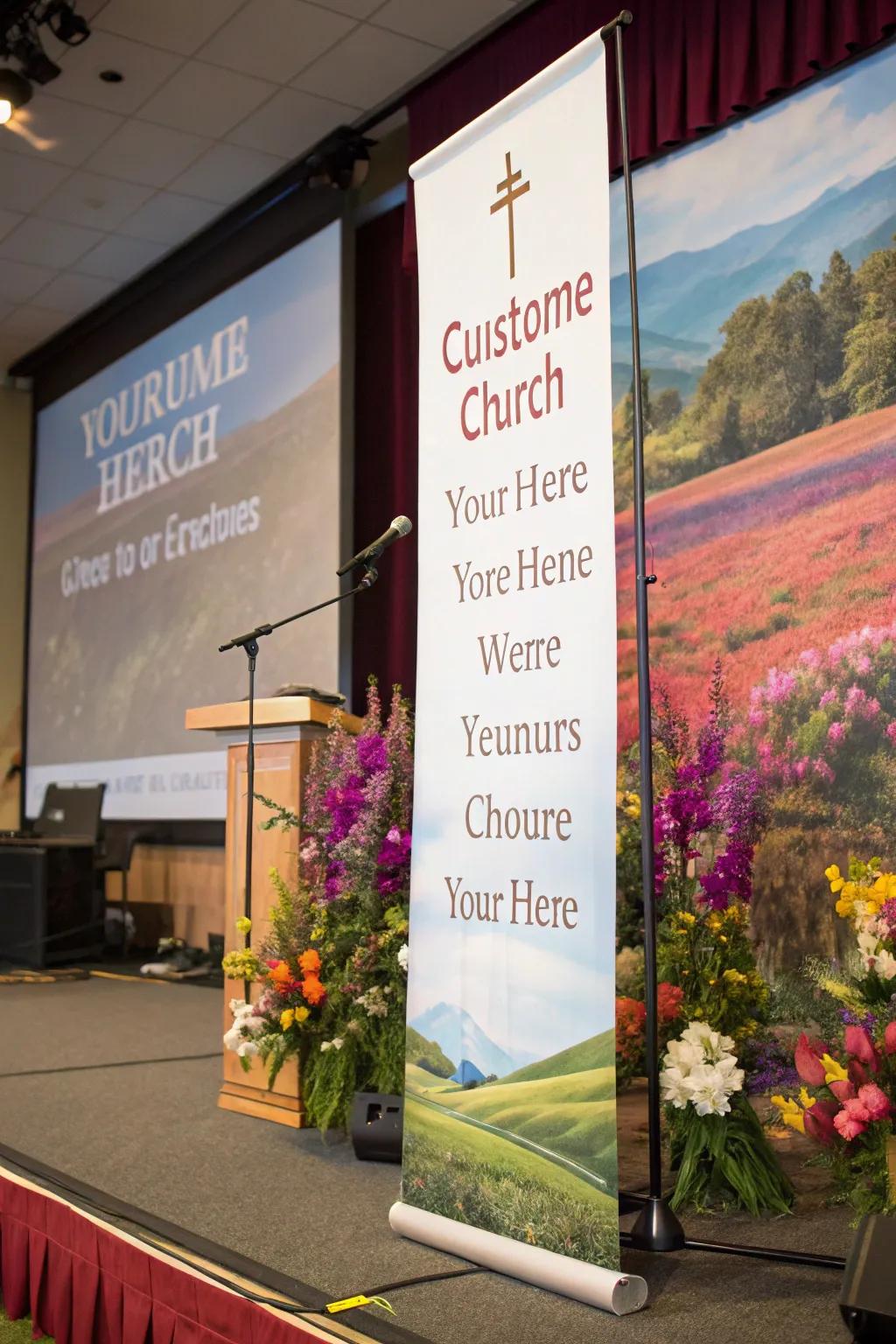Customizable banners offer a personal touch to church events.