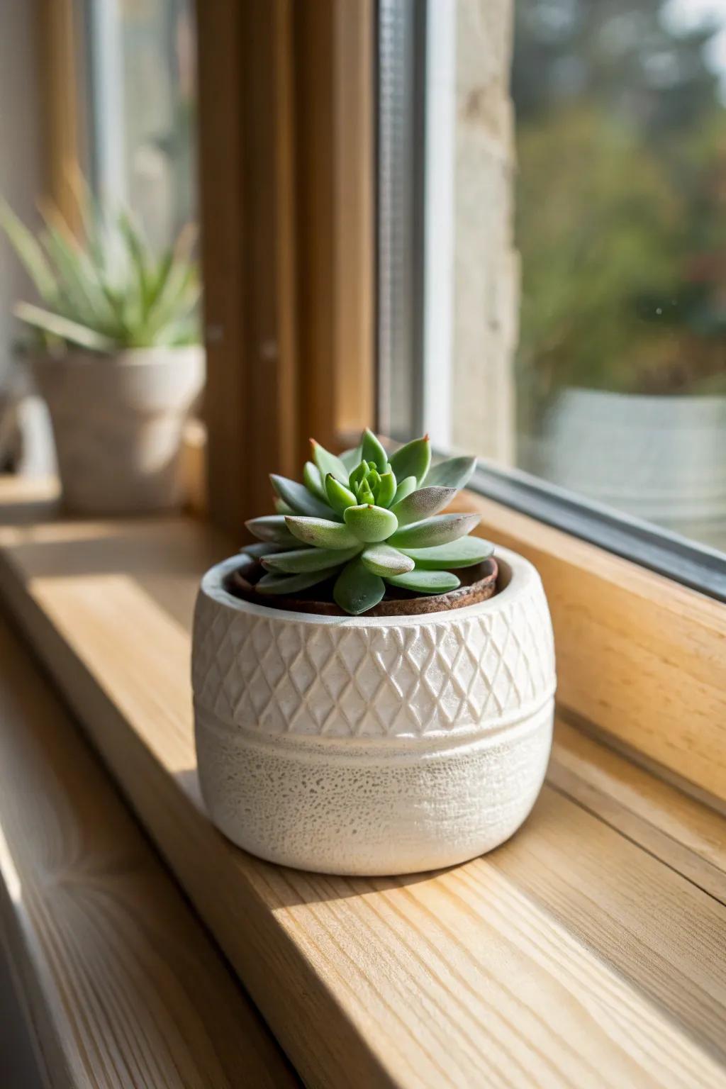 Embrace simplicity with these charming tiny planters â the perfect home for your small succulents.