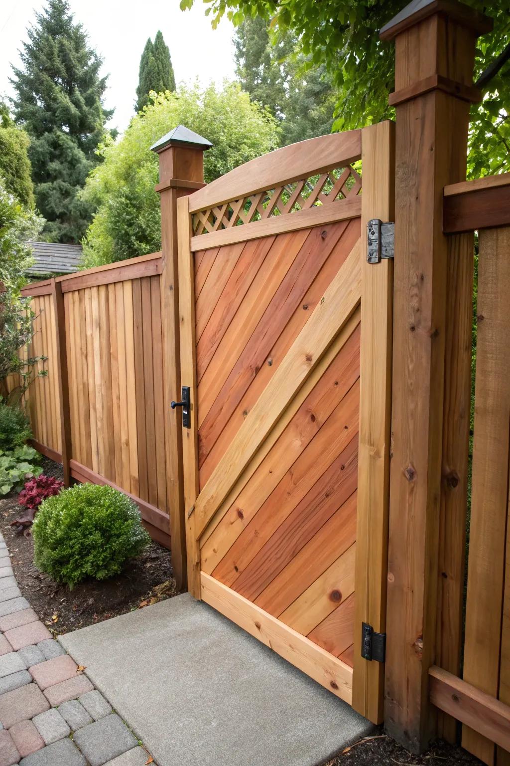 Elevate your yard with a cedar gate that speaks volumes in style and craftsmanship.