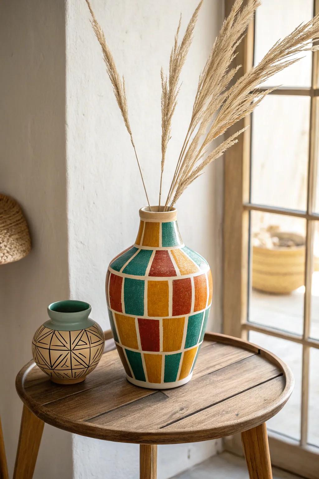 Add a splash of retro charm with bold color blocks for a kitchen that's as enjoyable as it is stylish.