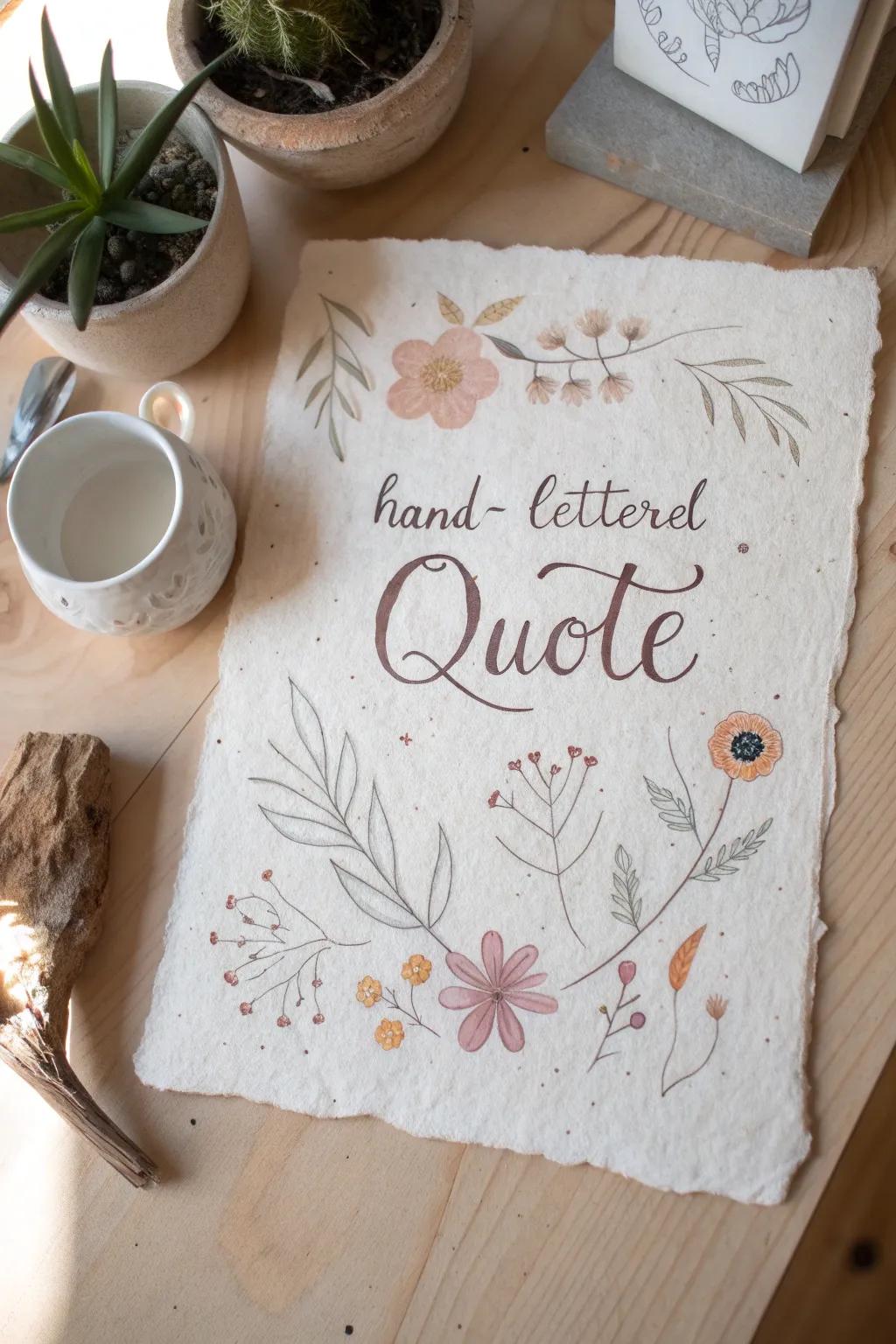 Embrace the art of simplicity with hand-lettered quotes, where words and whimsy unite.
