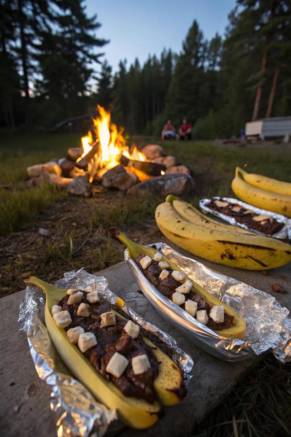 Banana boats: A gooey, delicious campfire dessert.