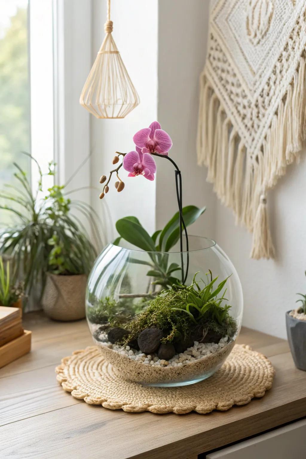 Transform your old aquarium into a stunning orchid sanctuary with minimalist charm.