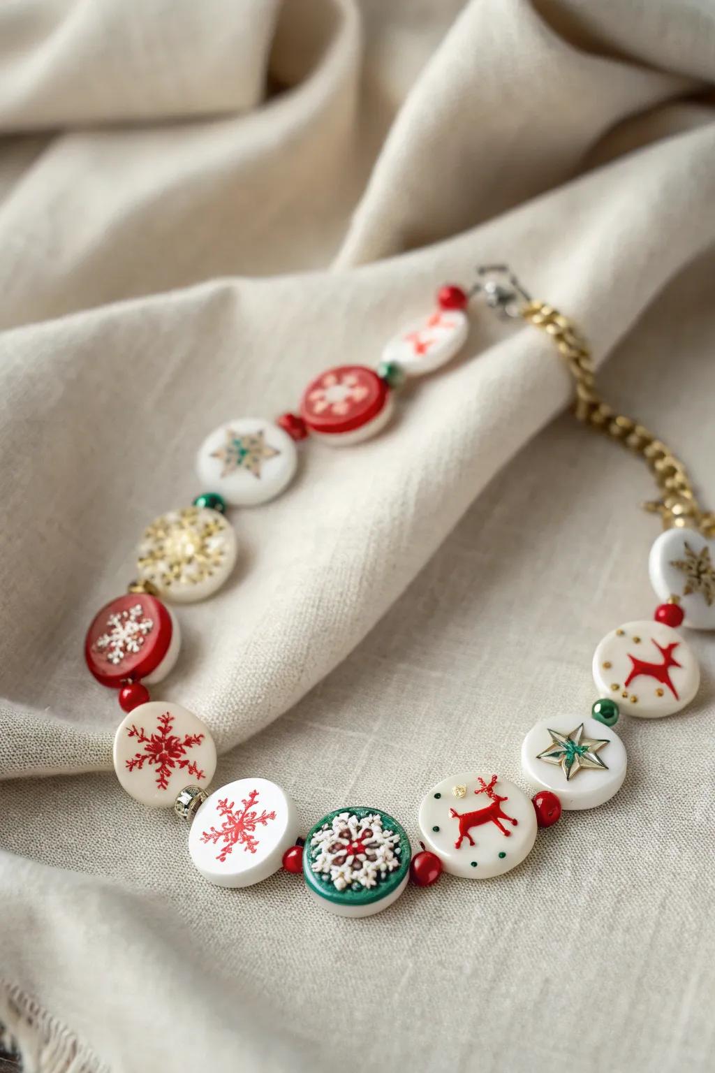 Add a touch of festive charm with this delightful button braceletâperfect for a cozy holiday look!