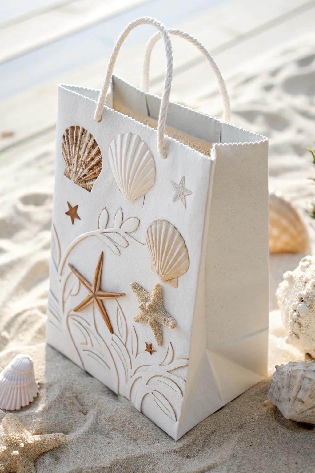 Bring the beach to your gift-giving with these charming shell-decorated paper bags!