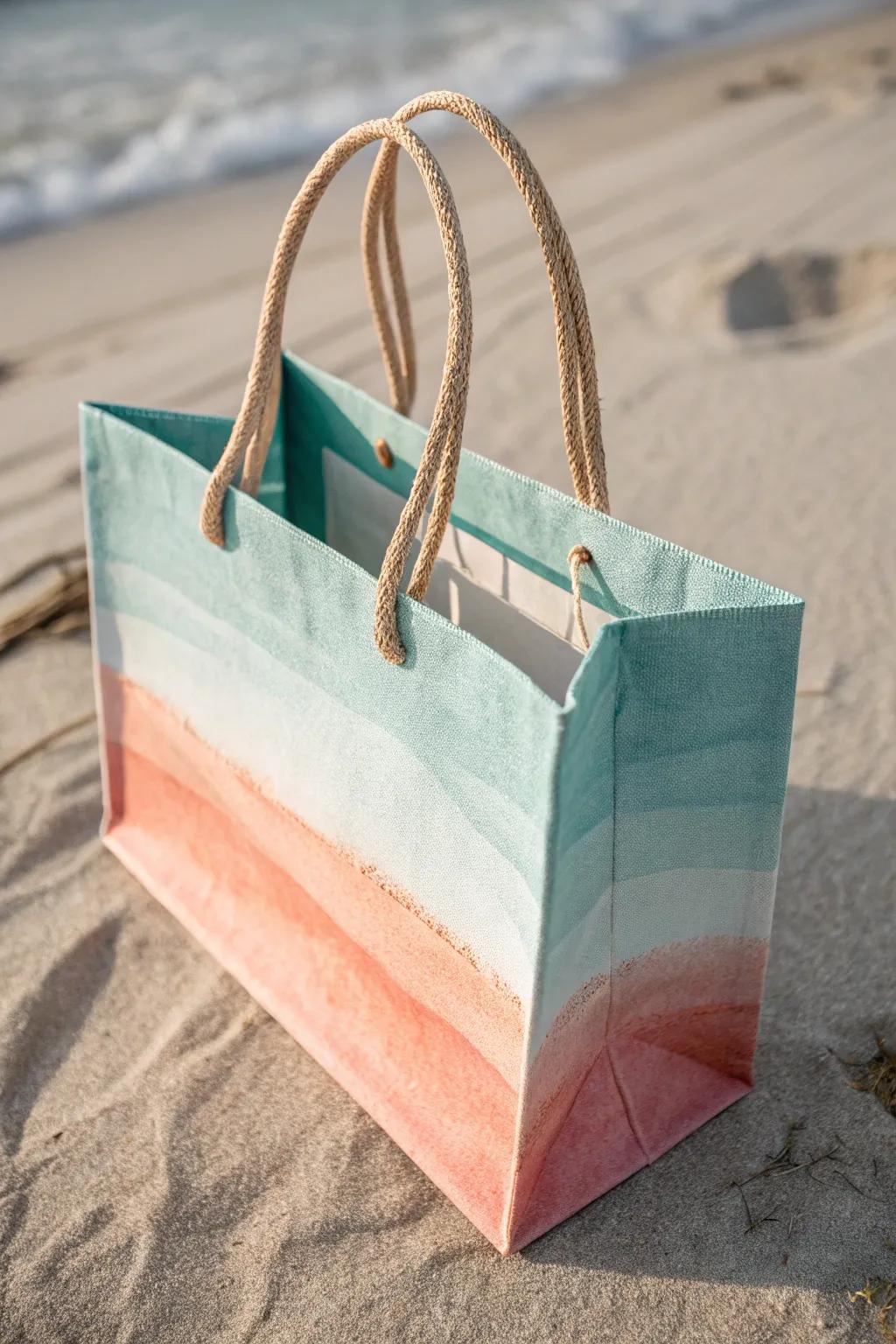 Dive into elegance with ocean-inspired gift bags that capture the sea's serene charm in aqua and coral hues.