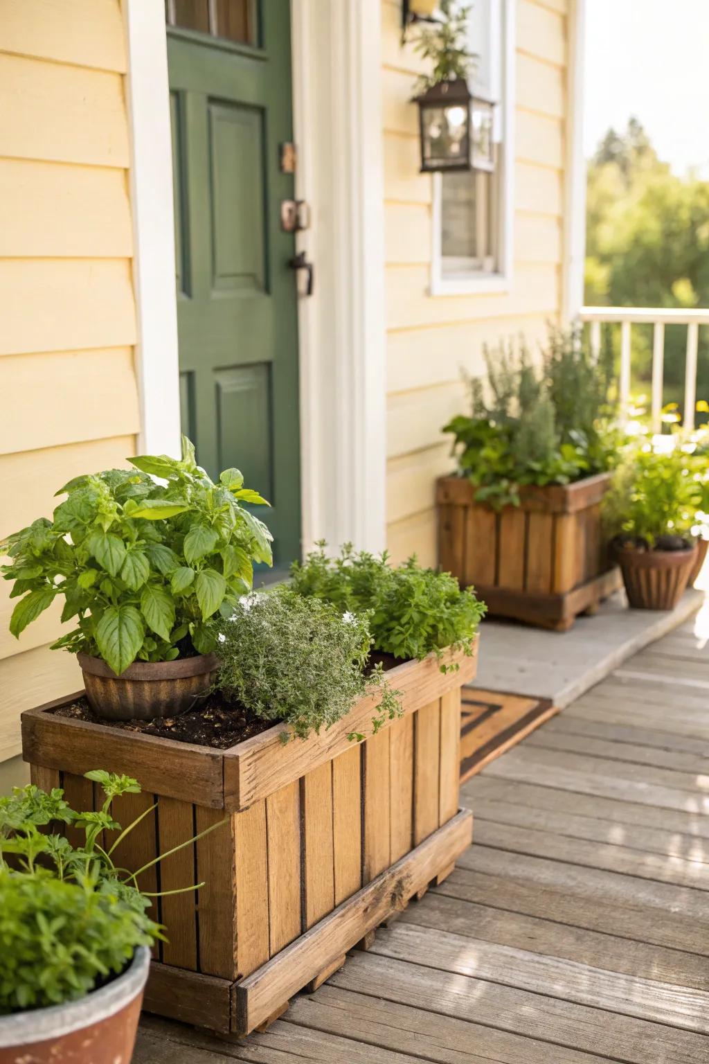 Herb gardens are a fresh and functional addition to your porch.