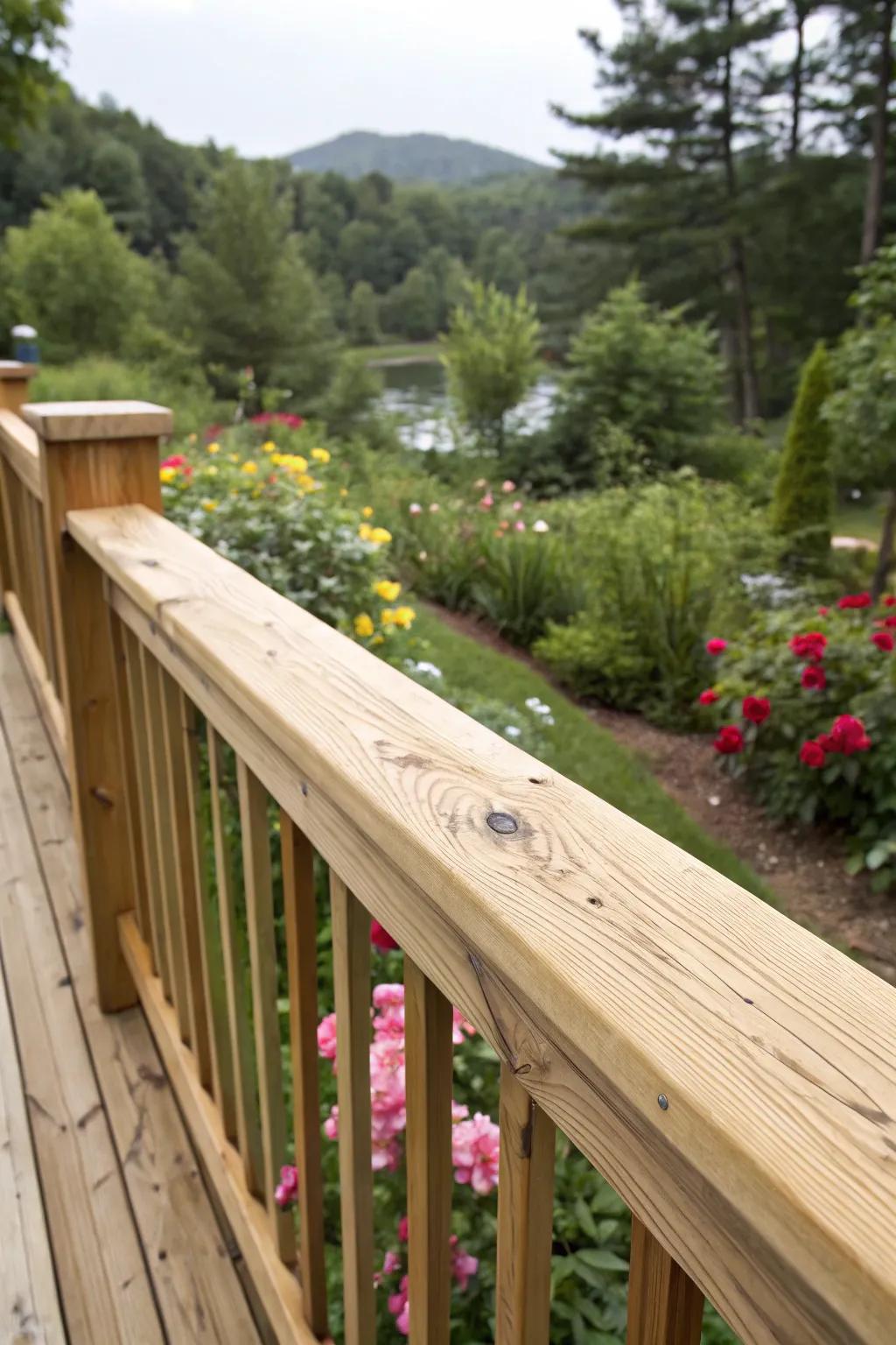 Let nature's beauty speak for itself with unfinished wood railings.