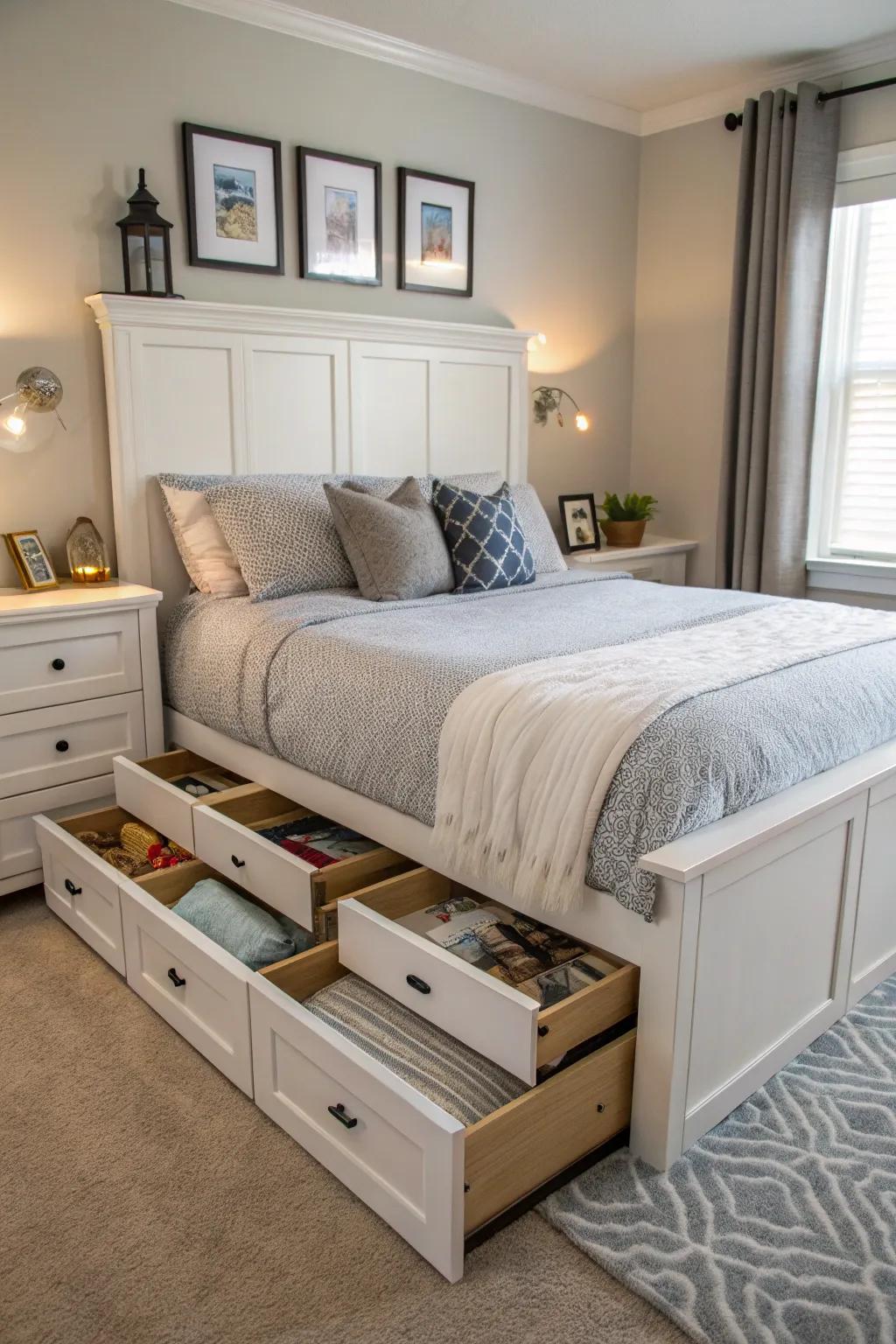 Under-bed storage is a discreet way to keep your space clutter-free.