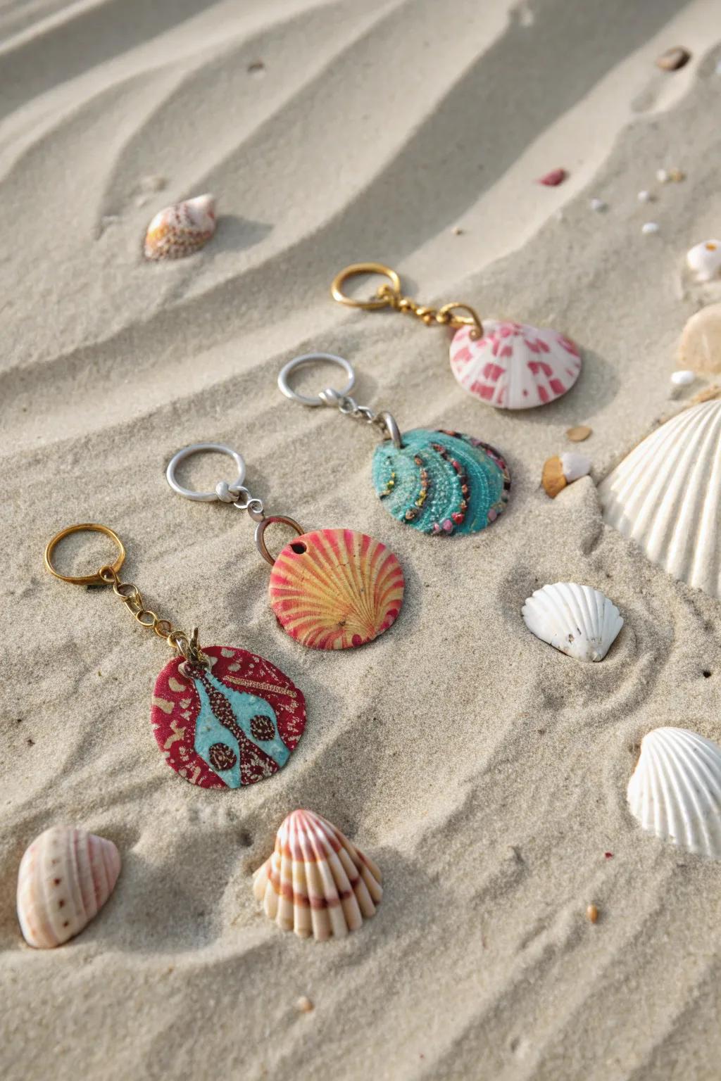 Carry a piece of the beach with shell keychains.
