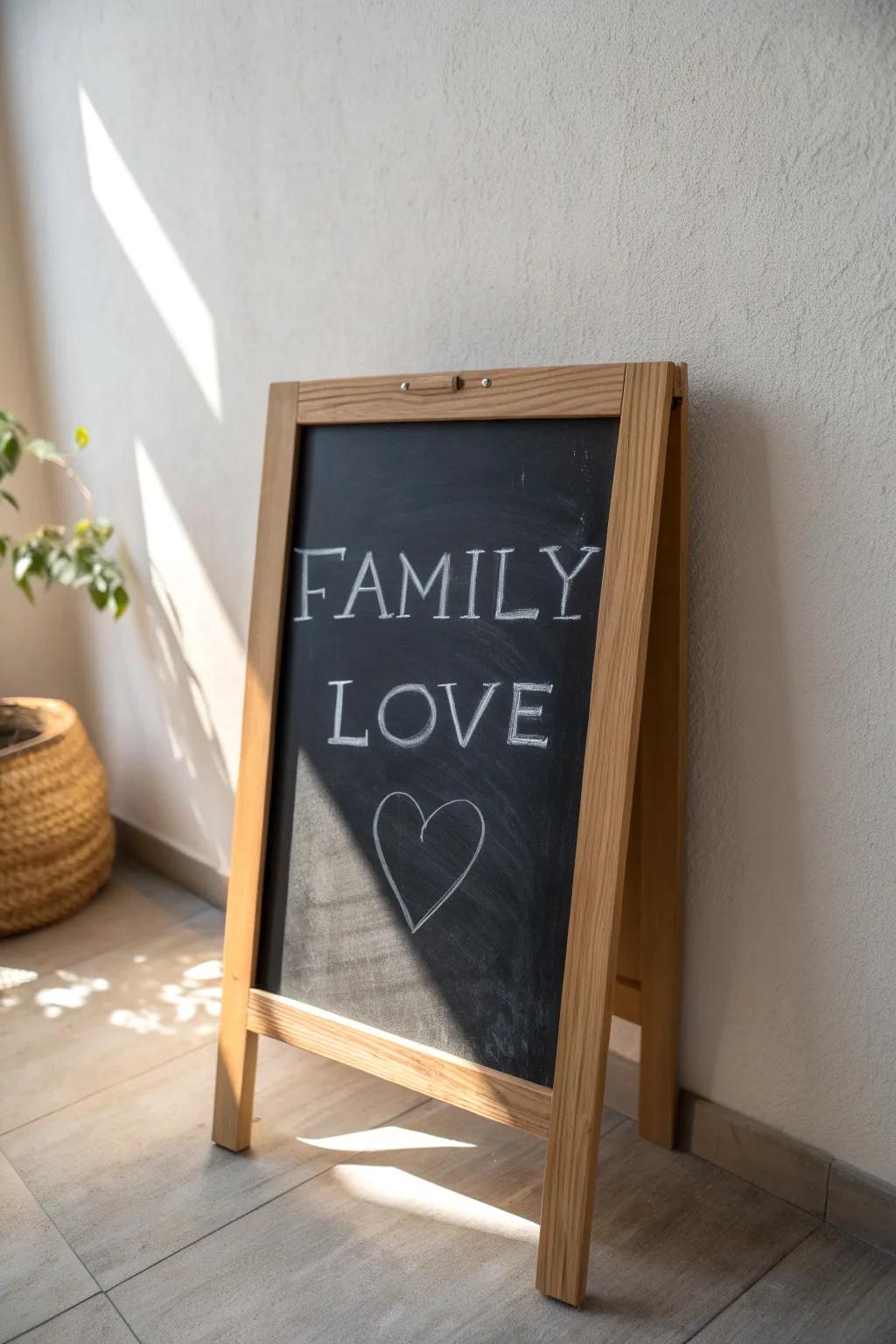 Capture family love with this elegant interactive chalkboard, perfect for heartfelt Mother's Day messages.