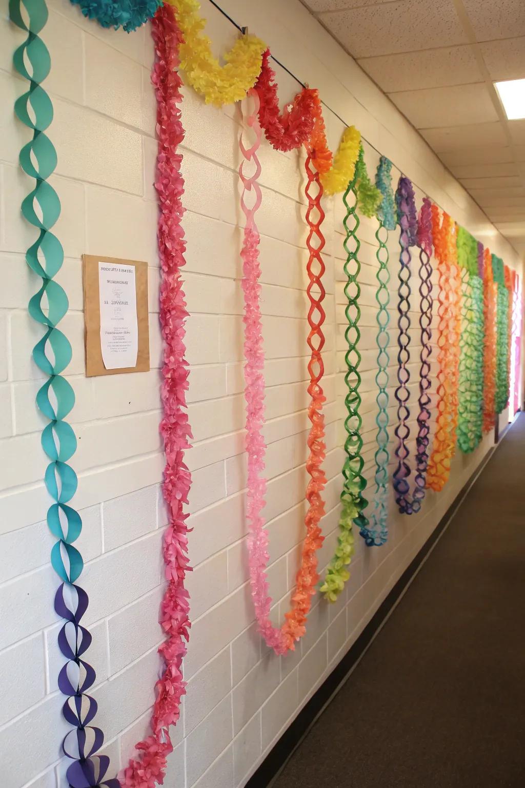 Streamers as creative wall art.