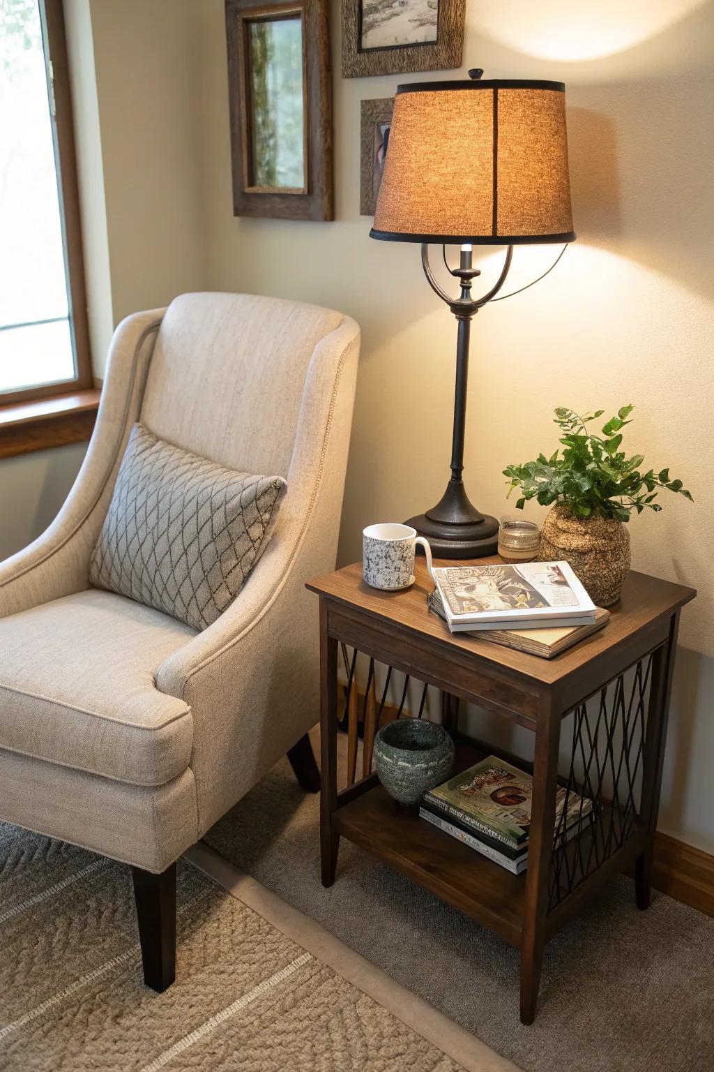 Unused corners and alcoves can be transformed into charming nooks.