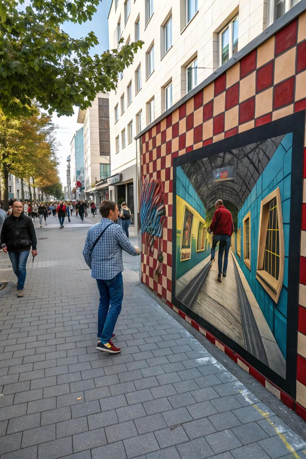 Optical illusion murals are a visual treat.