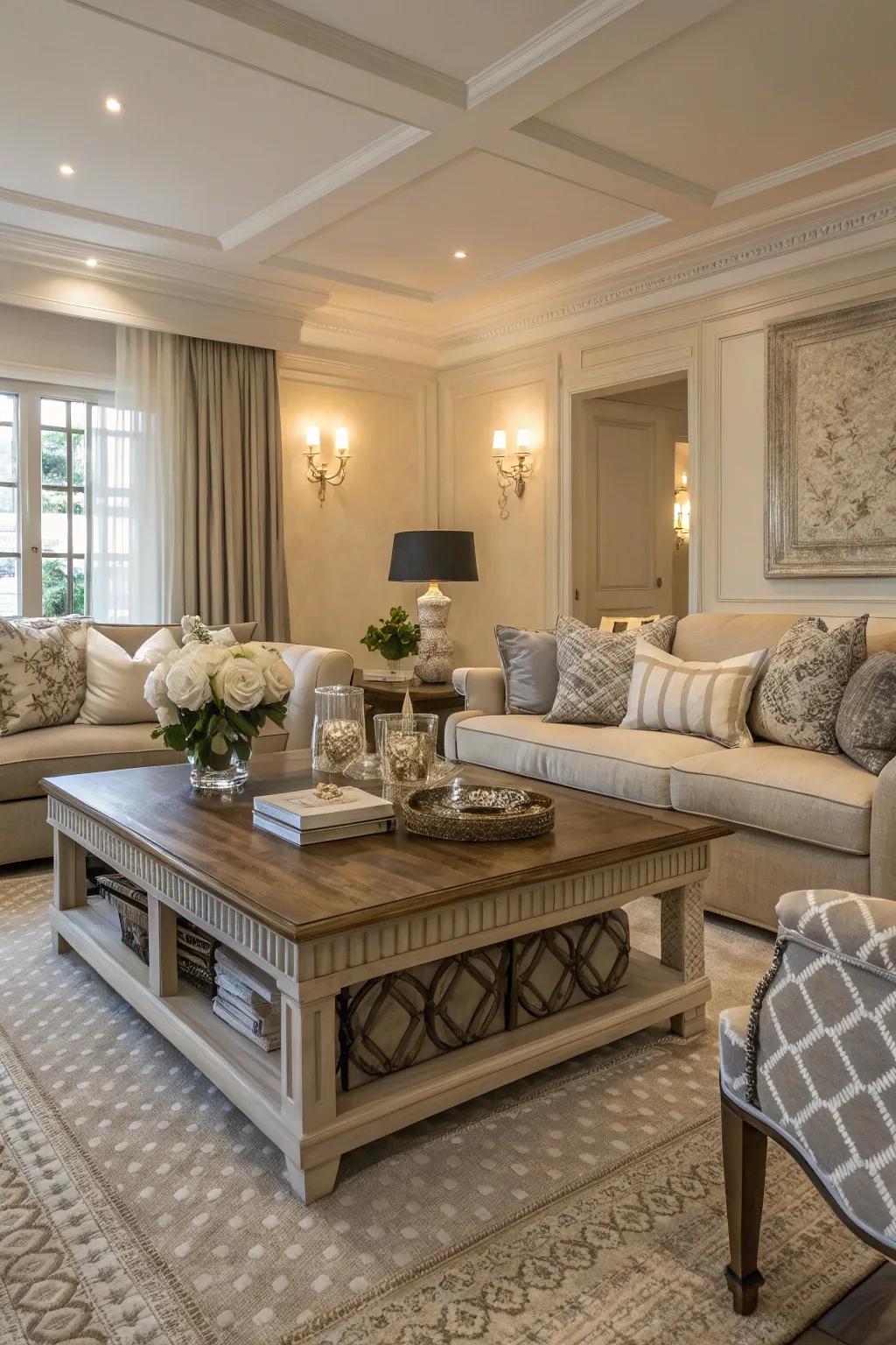 Neutral colors create a serene and timeless living space.