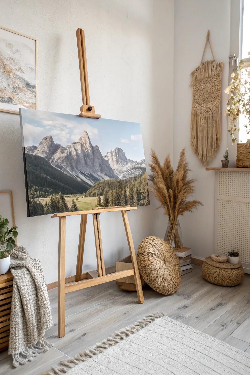 Capture the serenity of mountain majesty with minimalist elegance.