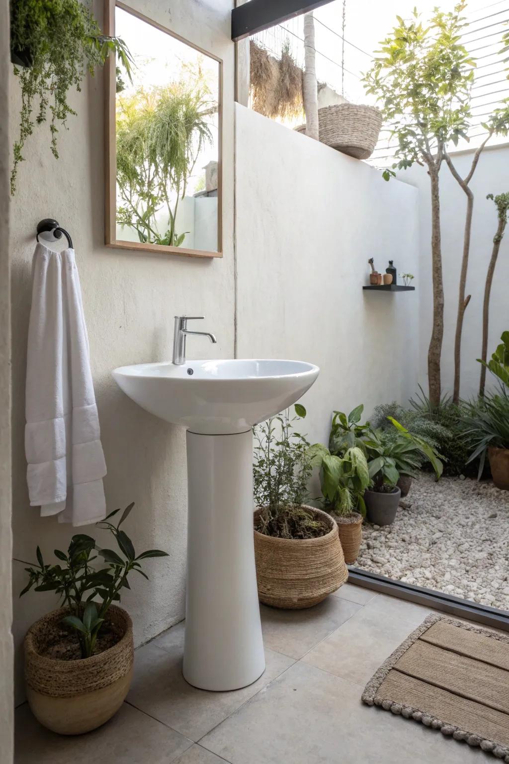 Sleek and modern bathroom with minimalist design.