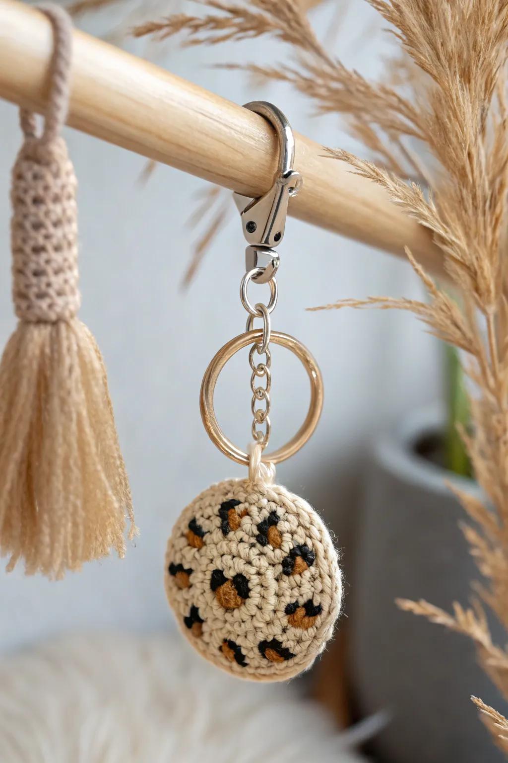 Unleash your inner wild with this handcrafted cheetah spot crochet keychainâwhere simplicity meets fierce elegance.