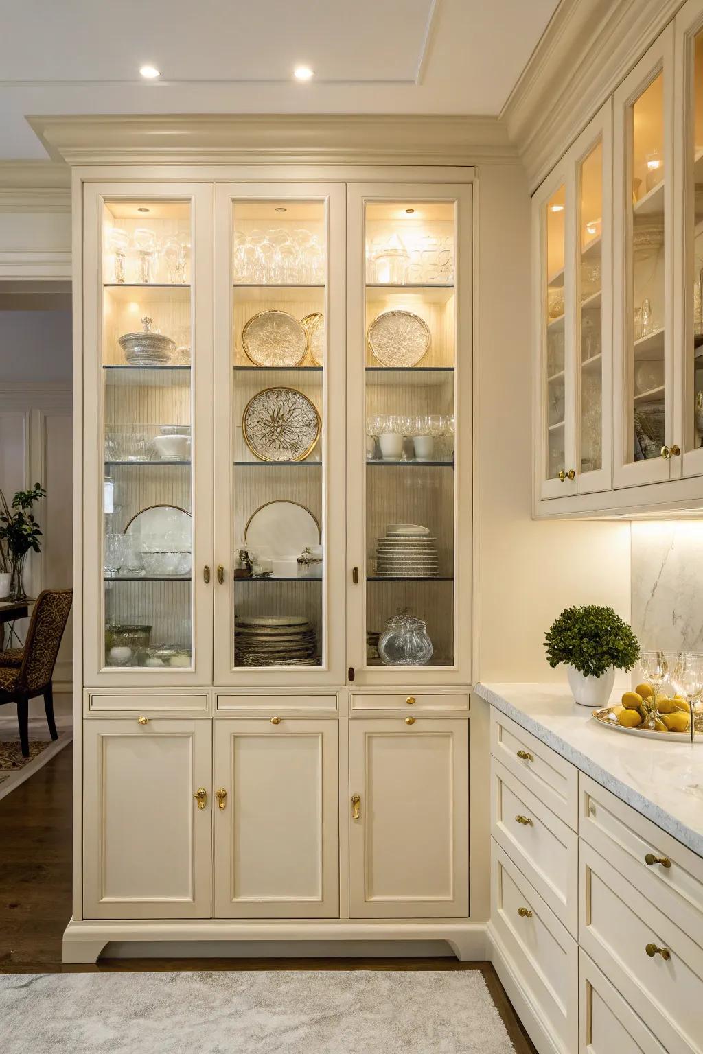 Glass fronts add elegance and display options.