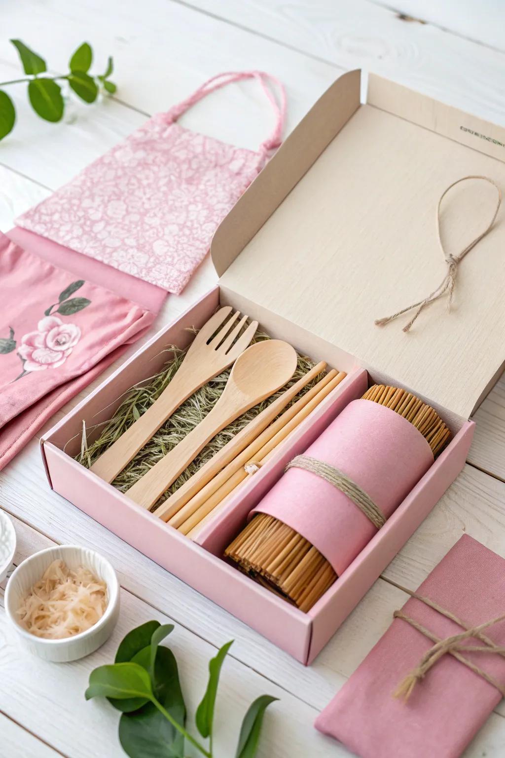 Gift sustainably with elegance: Discover the beauty of eco-friendly treasures in a charming pink box.