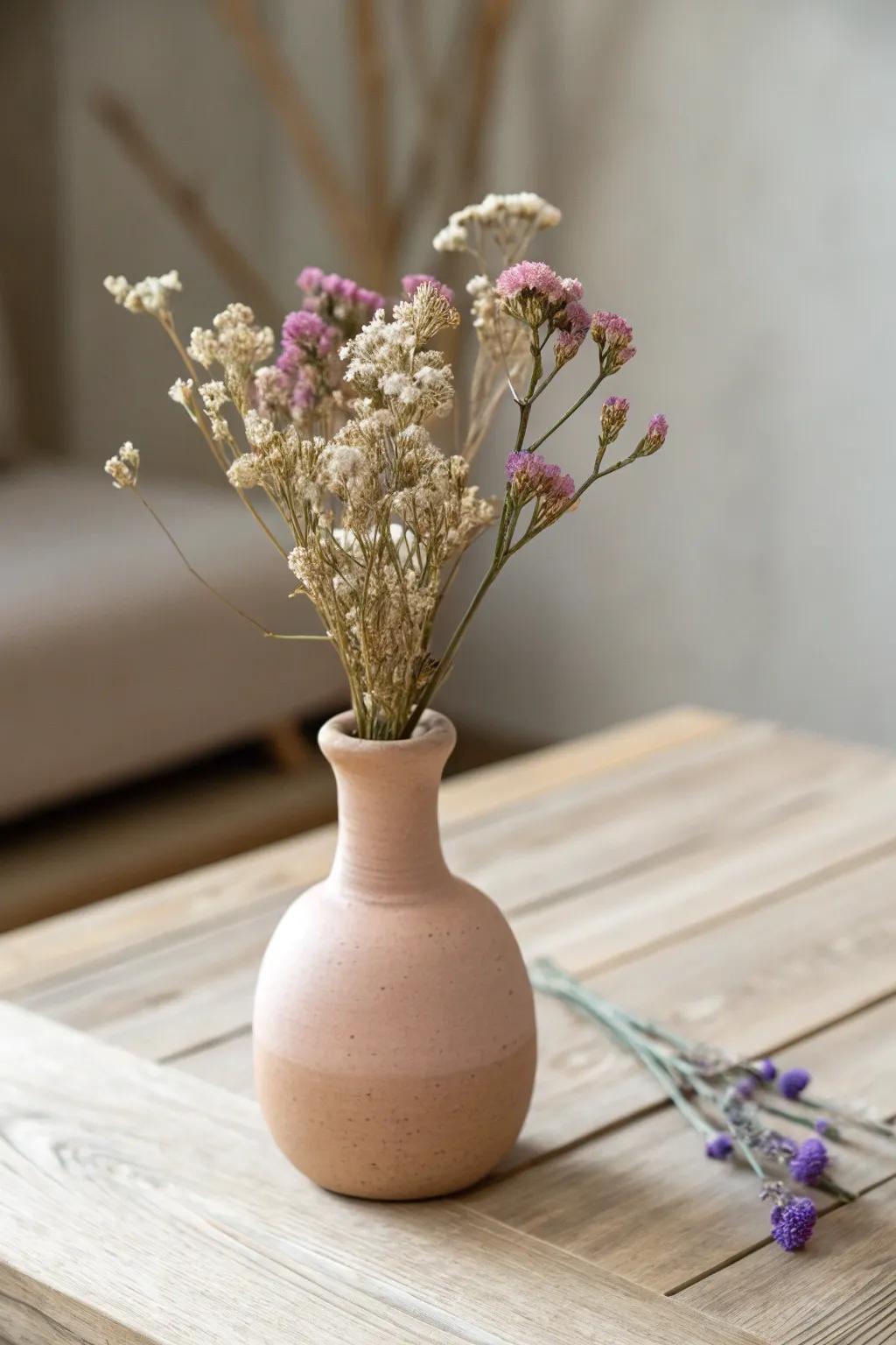 Bring a touch of nature indoors with handcrafted mini vases for your wildflower picks.