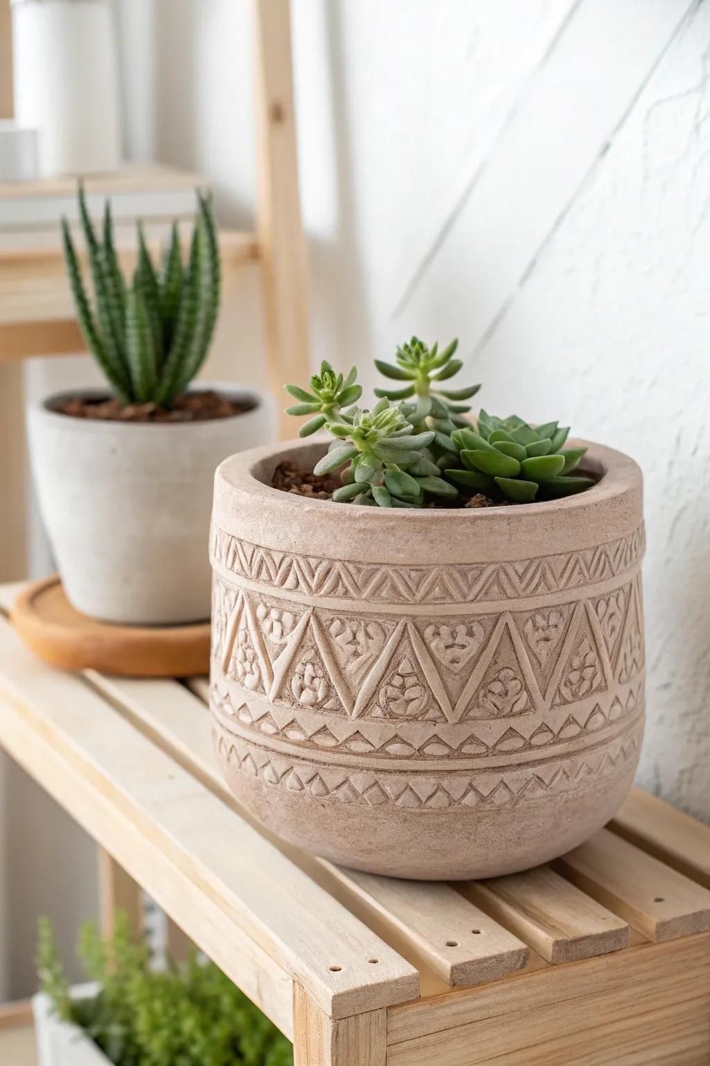 Elevate your space with the timeless elegance of geometric clay pots.