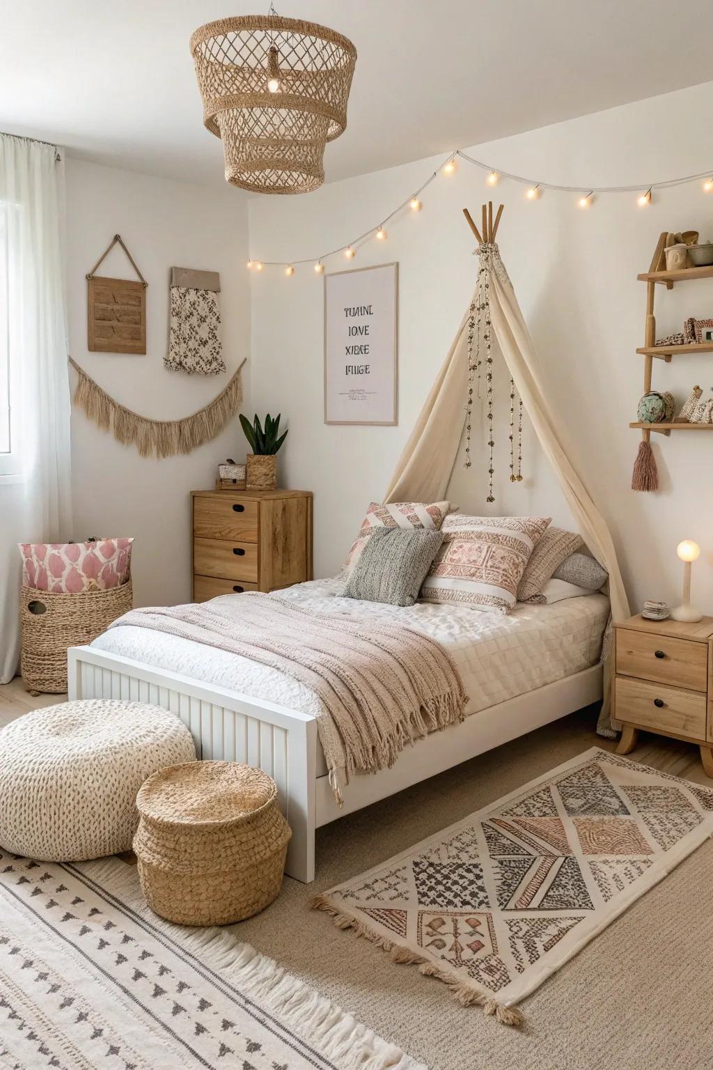 Stylish furniture that complements the boho aesthetic.