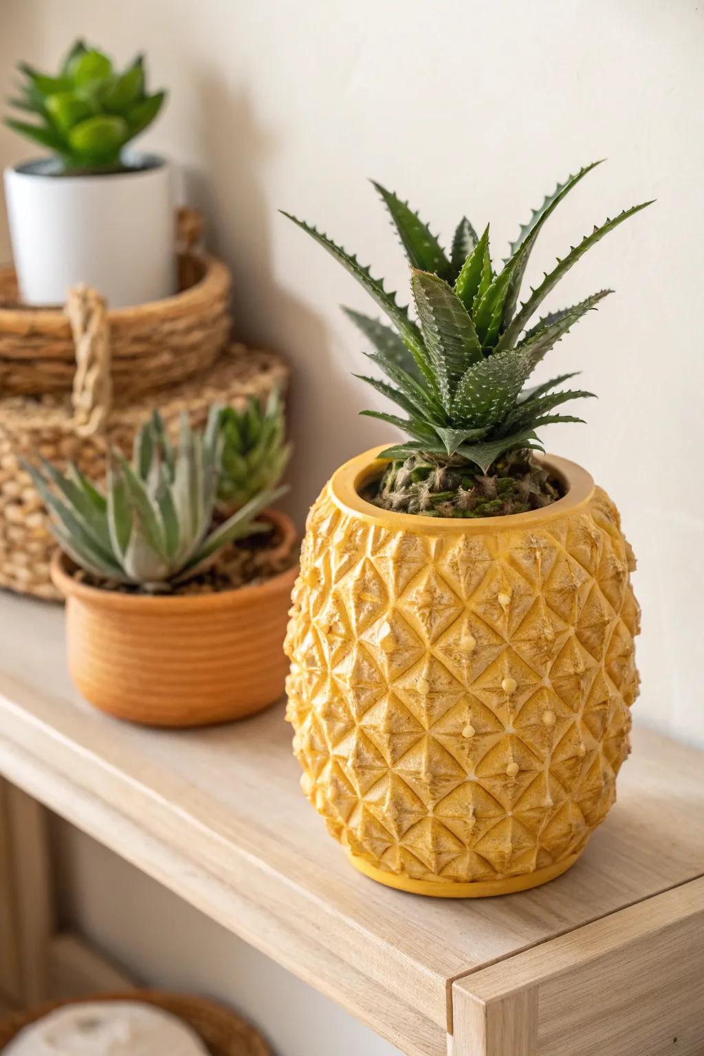 Brighten your space with a touch of tropical charm: a pineapple-shaped clay pot that's as unique as it is beautiful.