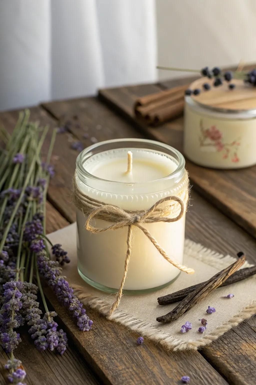 Craft your own story with a handmade scented candle, where simplicity meets a touch of boho elegance.