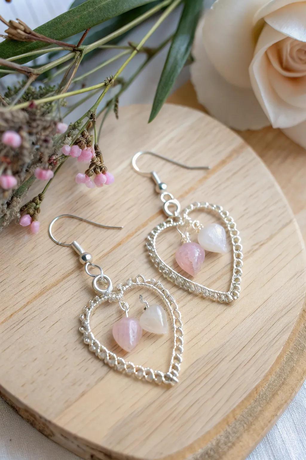 Elegance in Simplicity: Handcrafted earrings that capture the essence of love and artistry.