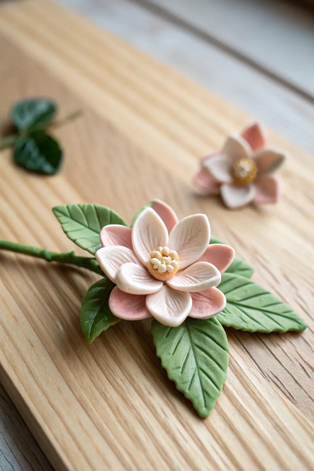 Enchant your fairy garden with the delicate beauty of handcrafted clay flowers.
