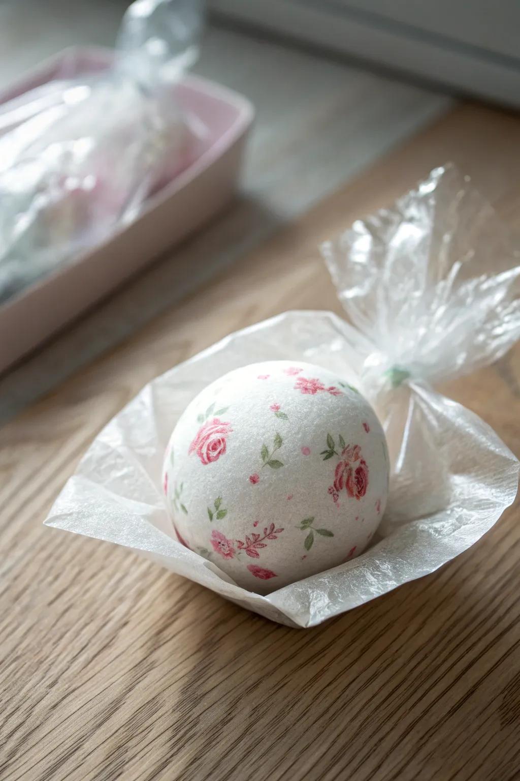 Unveil the charm of simplicity with these beautifully wrapped bath bombs.