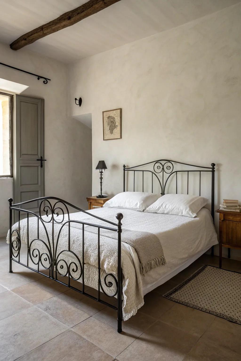 A minimalist approach highlights the bed's architectural beauty.