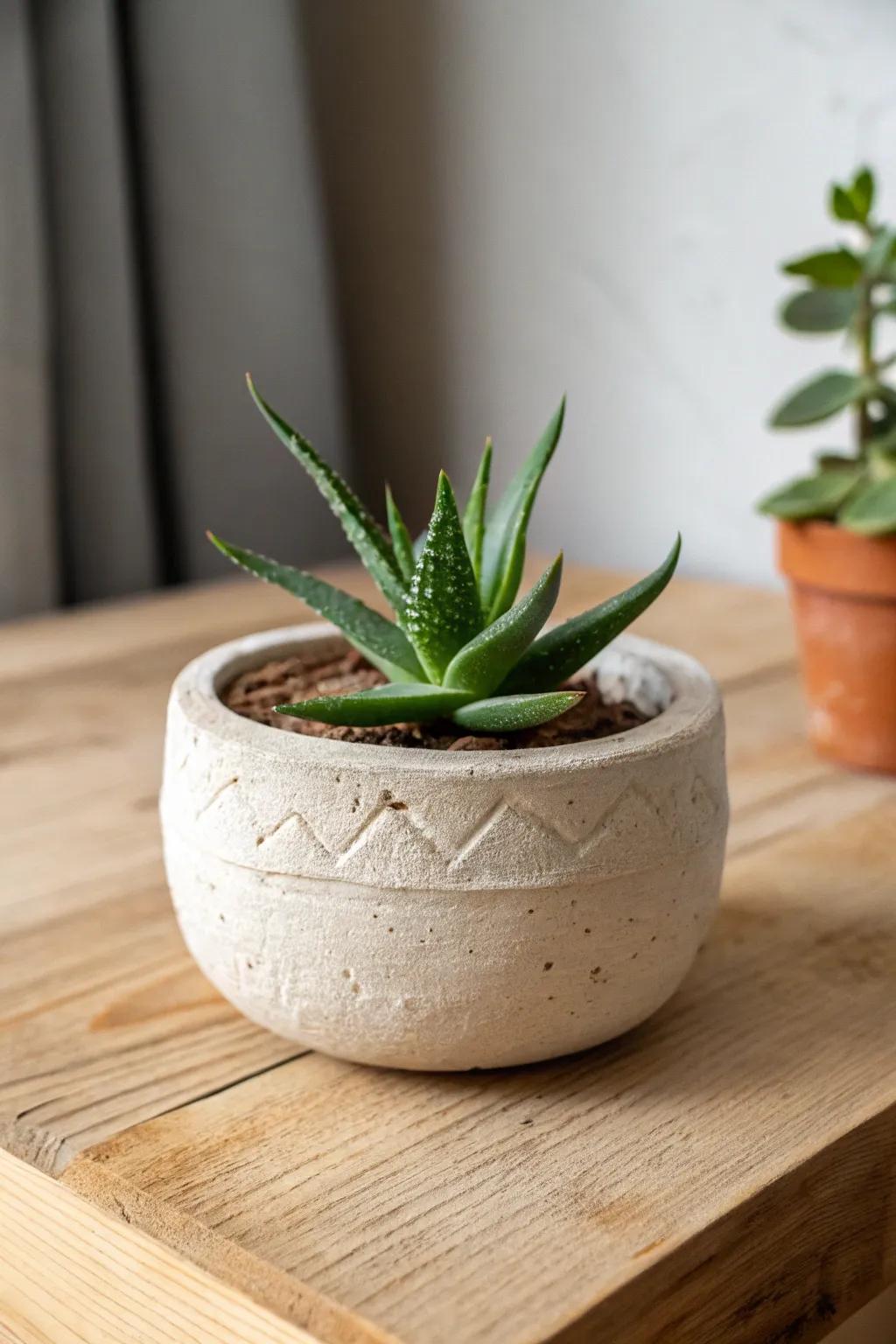 Embrace the beauty of simplicity with this handcrafted pinch pot planter, perfect for adding a touch of nature to your minimalist decor.