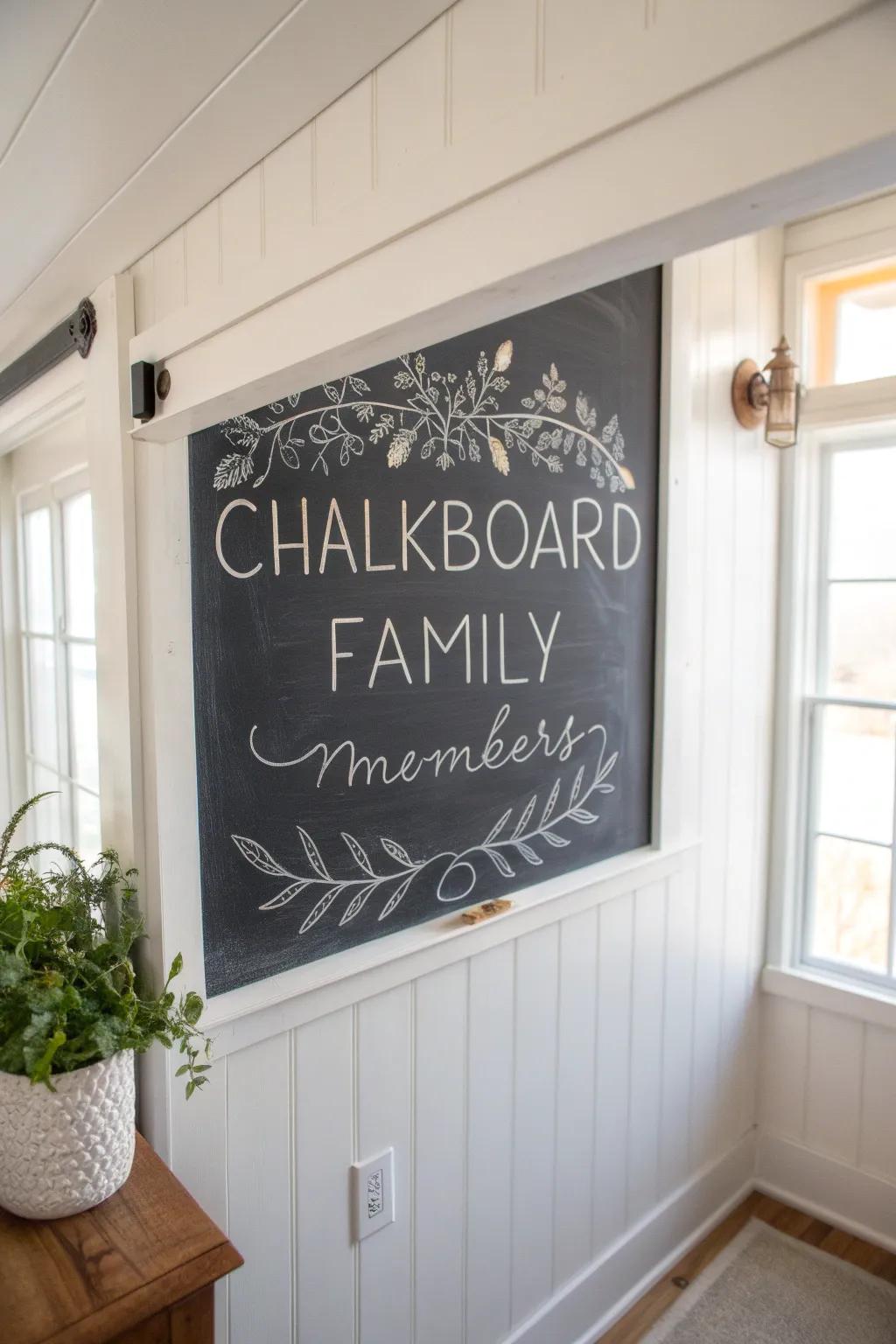 Celebrate Mother's Day with a personalized chalkboard gallery, where family creativity shines in minimalist style.